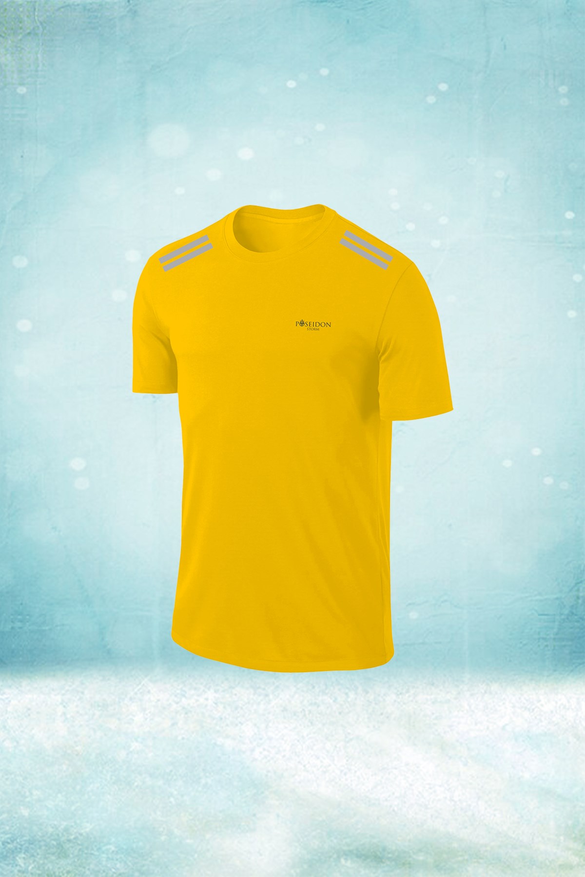 Büyük Beden Erkek Sarı Dri-Fit Kumaş Baskısız Yuvarlak Yaka Kısa Kol T-shirt   (4XL- 10XL)