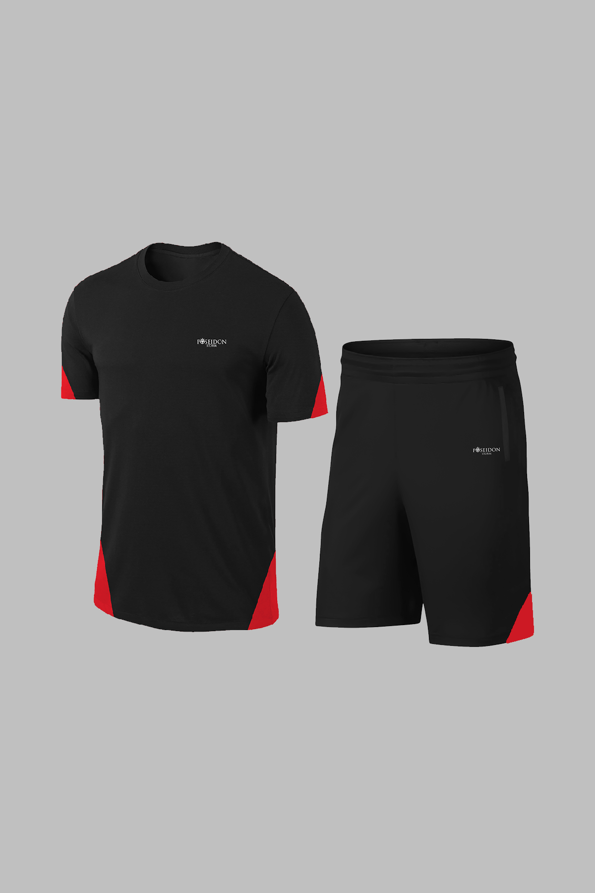 Over Size Erkek Siyah Dri-Fit Spor için Konforlu Kısa Kol Tişört Şort İkili Takım (4XL-10XL)