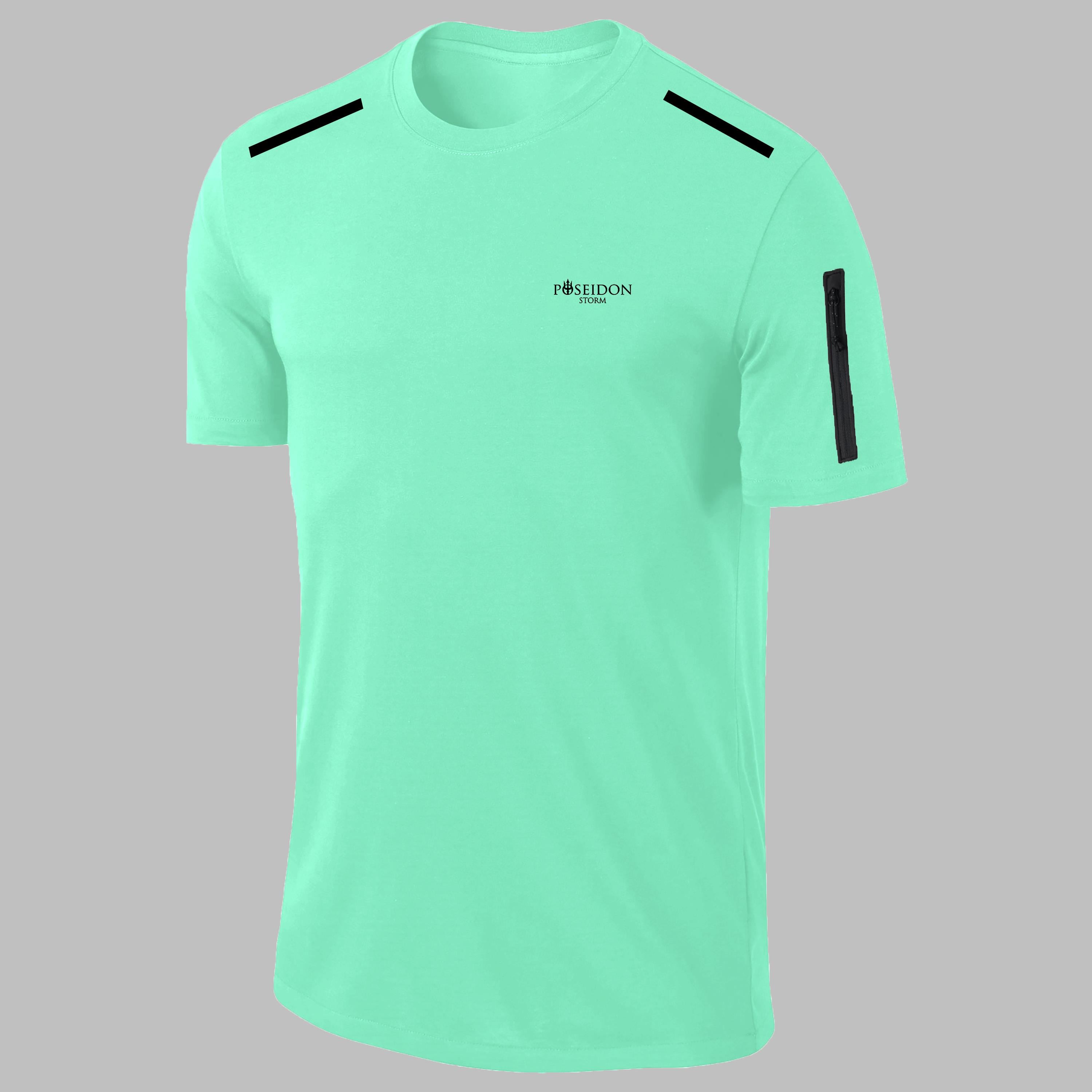 Büyük Beden Erkek Su Yeşili  Dri-Fit Kumaş  Bisiklet Yaka Sporcu Günlük T-shirt   (4XL- 10XL)