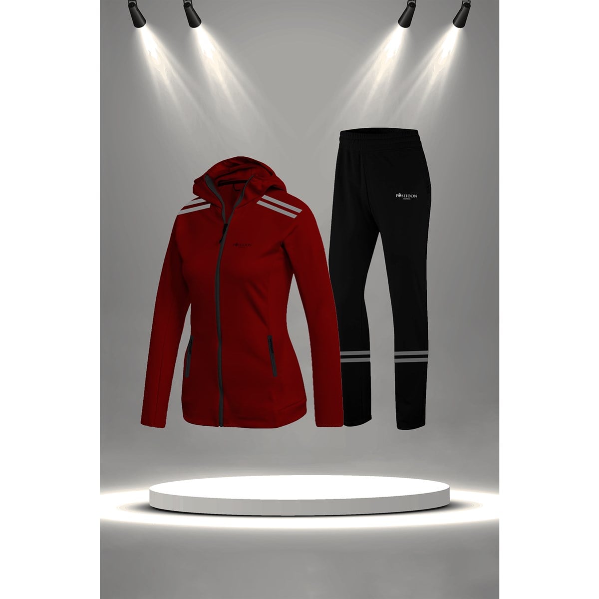 Büyük Beden Kadın Bordo İnterlok Kumaş Koşu ve Yürüyüş Seti 4XL-10XL