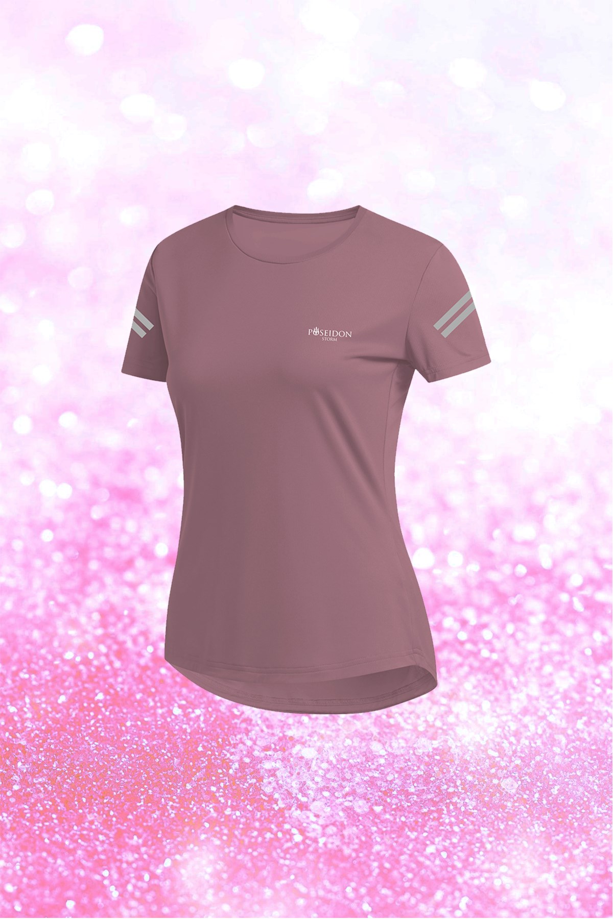 Büyük Beden Kadın Gül Kurusu Günlük Sporcu Tişörtü 4XL-8XL - Koldan iki flexo baskı - M1