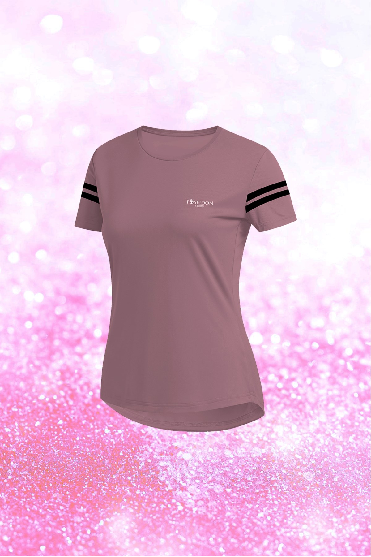 Büyük Beden Kadın Gül Kurusu Günlük Sporcu Tişörtü 4XL-8XL - Koldan 2 bant - M4