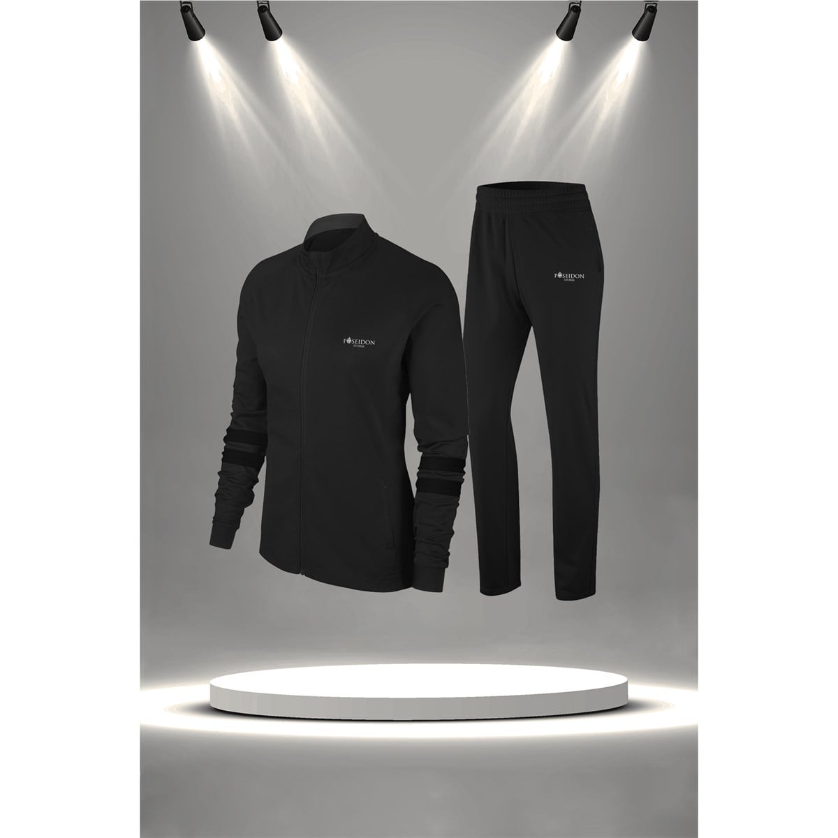 Büyük Beden Kadın Siyah İnterlok Kumaş Antrenman ve Koşu Eşofman Seti  4XL-10XL
