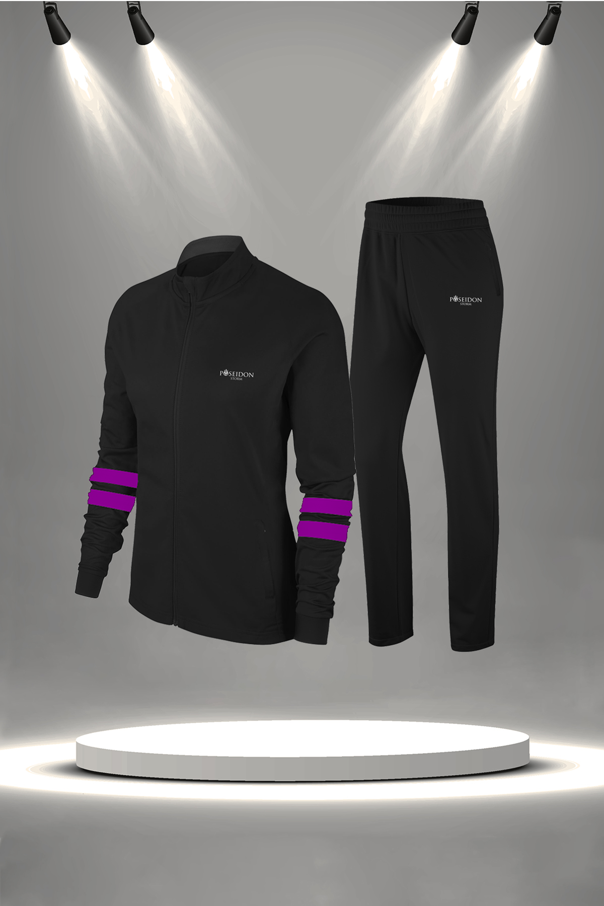 Büyük Beden Kadın Siyah İnterlok Kumaş Antrenman ve Koşu Eşofman Seti  (4XL-10XL)
