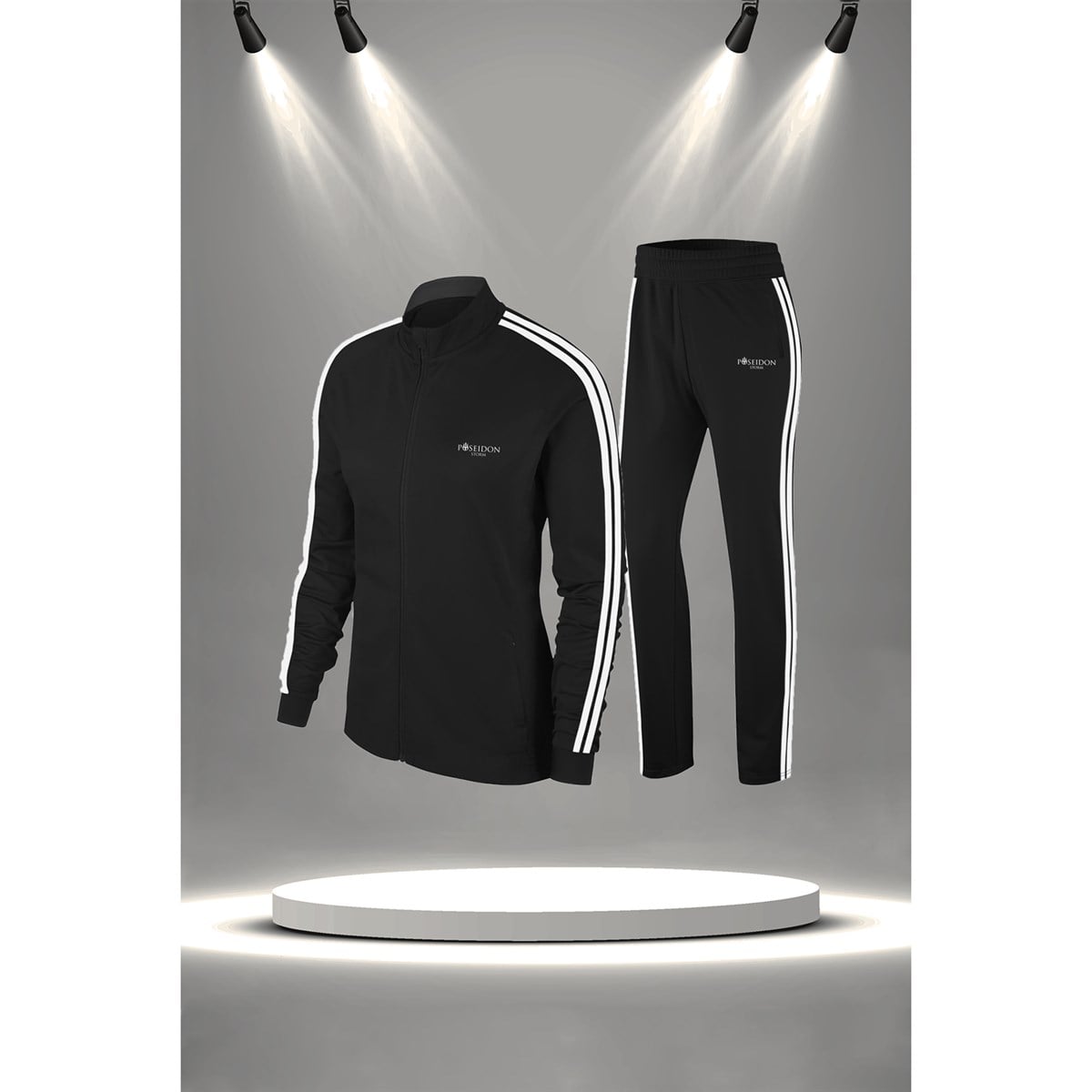 Büyük Beden Kadın Siyah İnterlok Kumaş Rahat Konforlu Kesim Eşofman Takımı 4XL-10XL