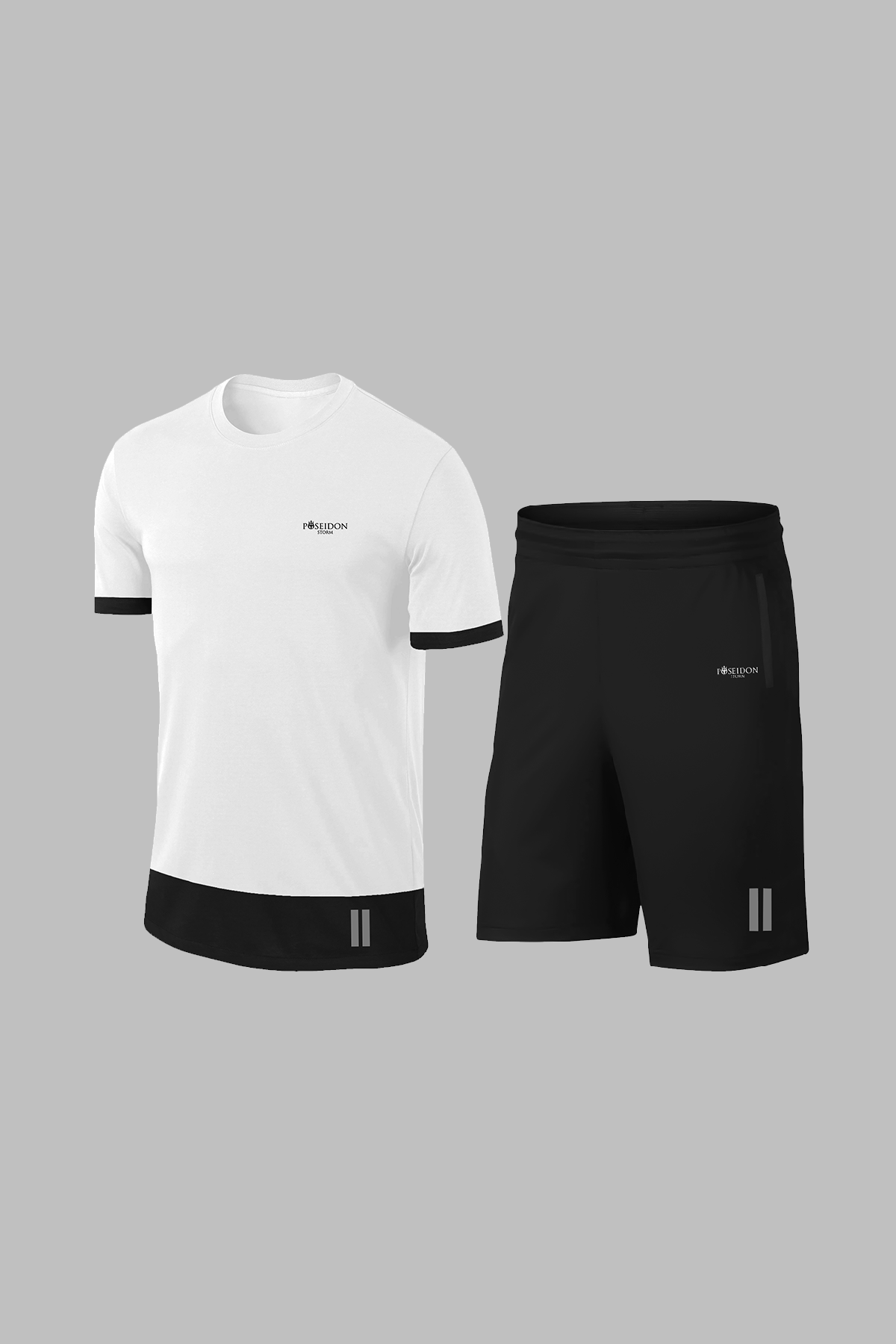 Erkek Beyaz Dri-Fit Kumaş Baskısız Yuvarlak Yaka Kısa Kol Regular Tişört Şort Takım (S-3XL)