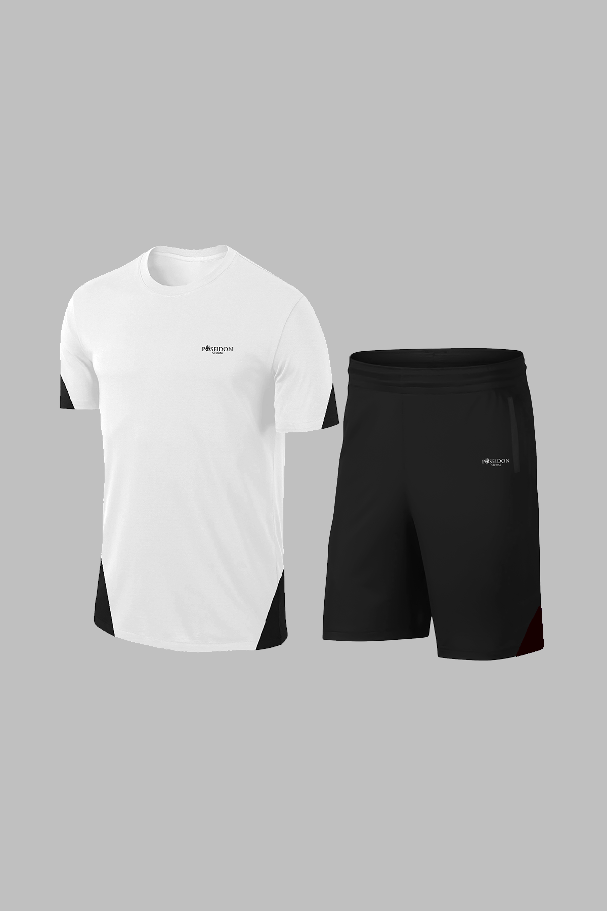 Erkek Beyaz Dri-Fit Kumaş Baskısız Yuvarlak Yaka Kısa Kol Tişört Şort Alt Üst Takımı (S-3XL)