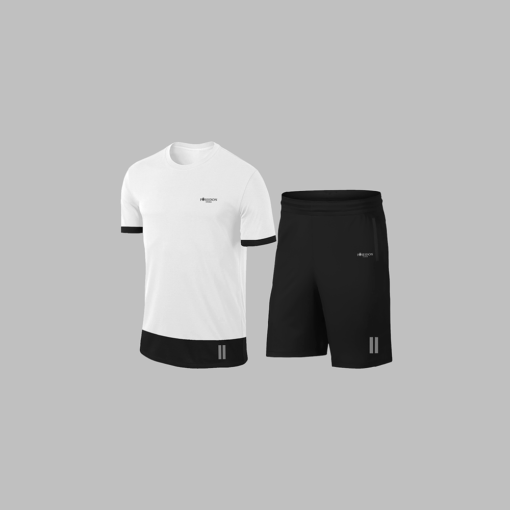 Erkek Beyaz Dri-Fit Kumaş Baskısız Yuvarlak Yaka Kısa Kol Regular Tişört Şort Takım S-3XL