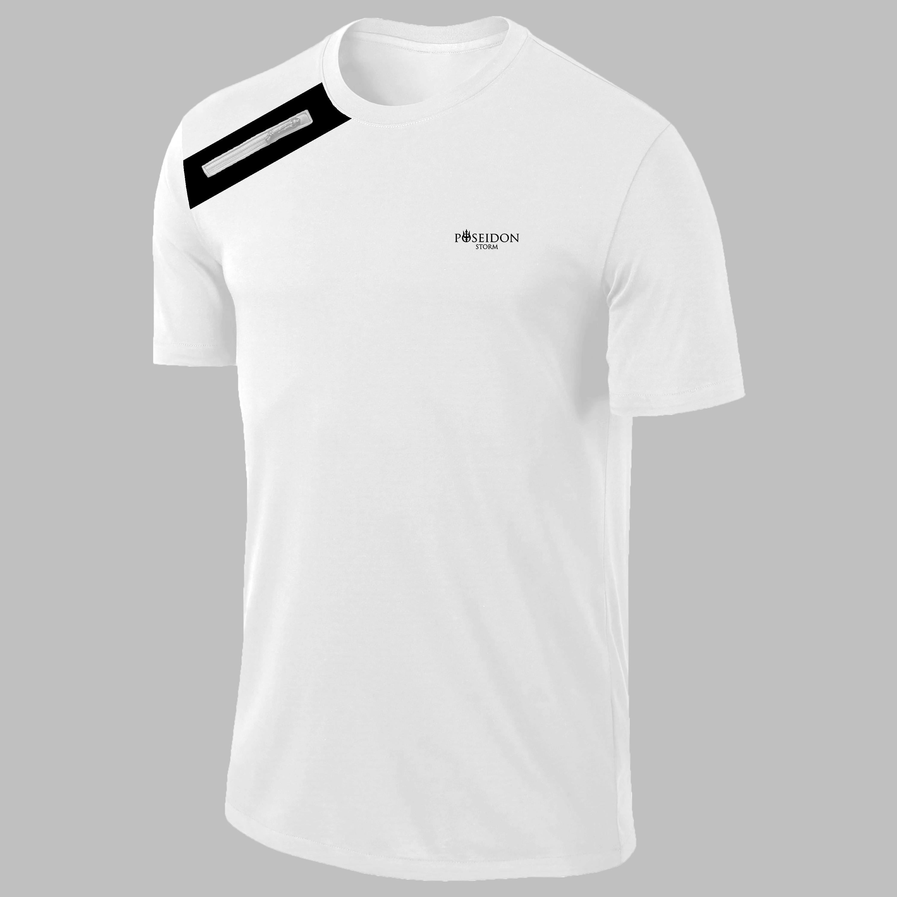 Erkek Beyaz Dri-Fit Kumaş Yürüyüş için Konforlu  Sıfır Yaka T-shirt S-3XL