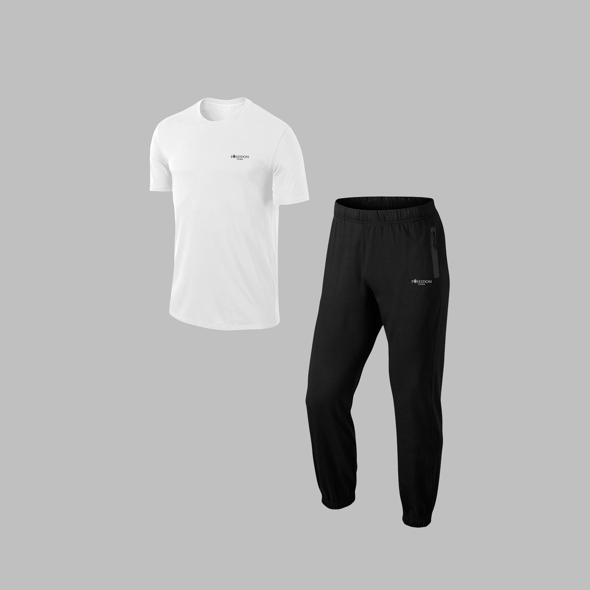 Erkek Beyaz  Supra Penye Kumaş Cepli Rahat Kapüşonlu Eşofman Takım Seti S-3XL