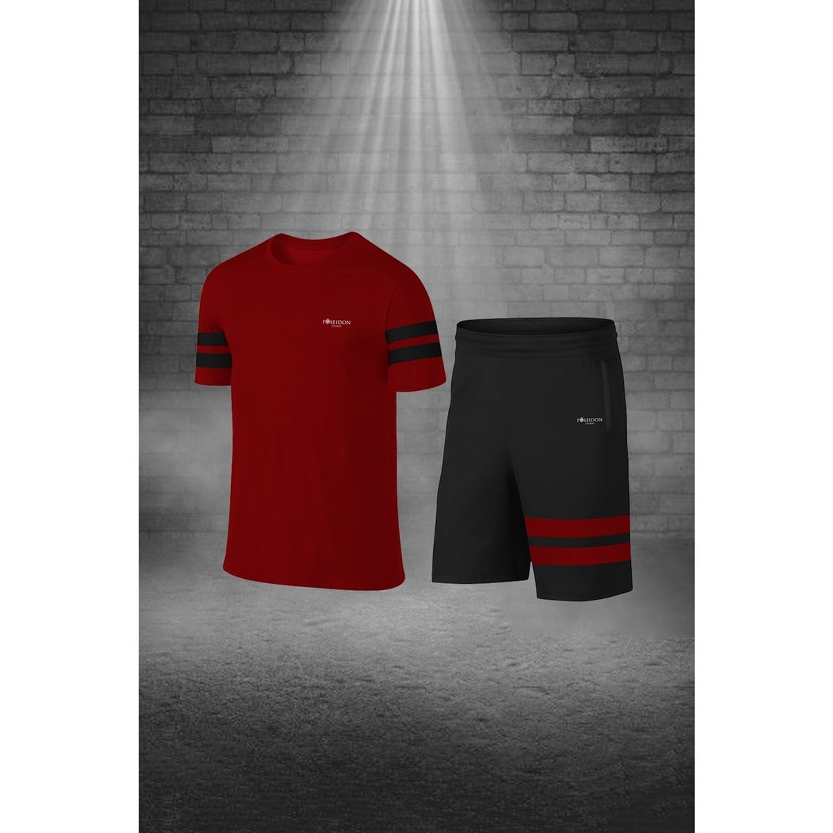 Erkek Bordo Dri-Fit Kumaş Baskısız Günlük Rahat Tişört Şort Spor Takım Seti (S-3XL)