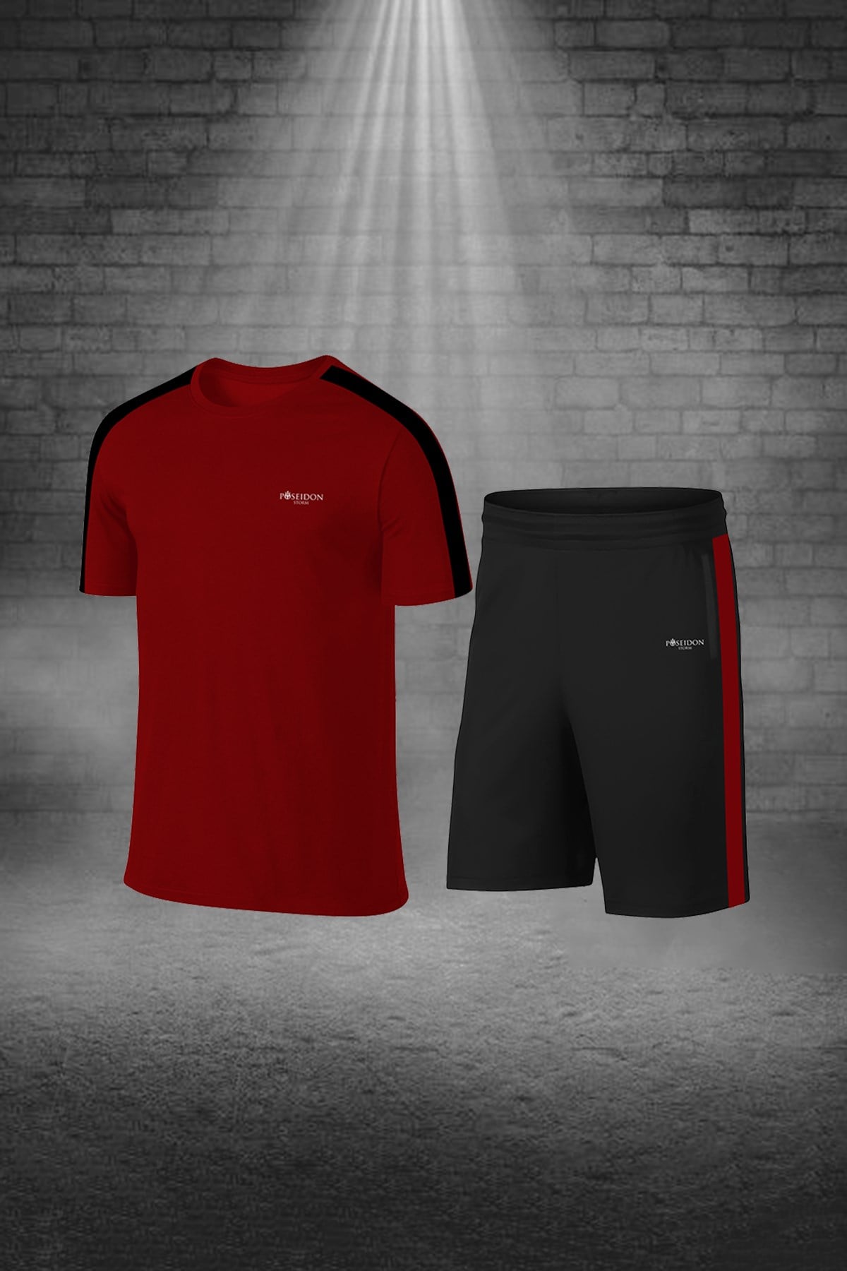 Erkek Bordo Dri-Fit Kumaş Cepli Baskısız Bisiklet Yaka Sporcu Tişört Şort Alt Üst İkili Takım S-3XL 