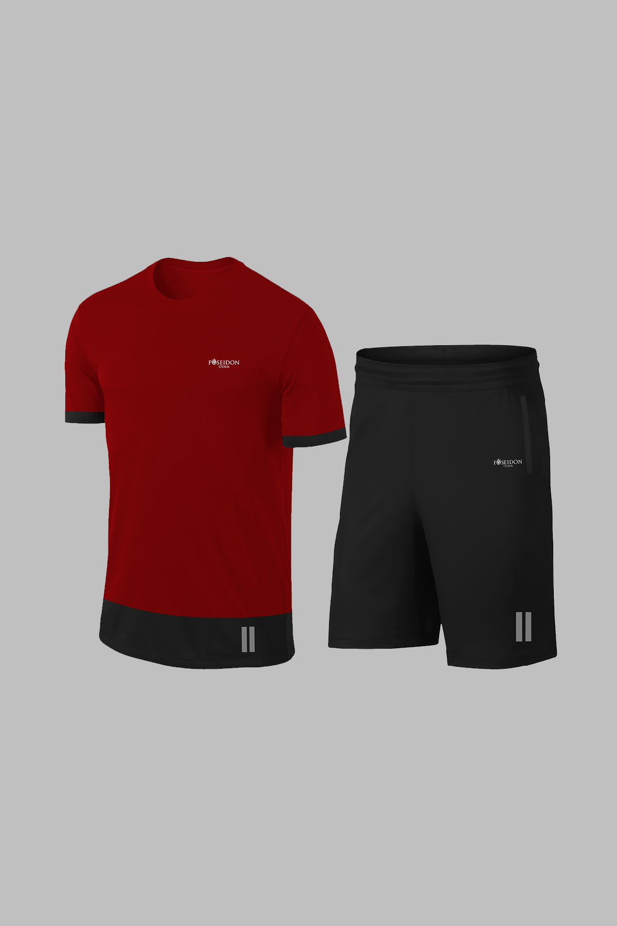 Erkek Bordo Dri-Fit Günlük Rahat Kısa Kol Tişört Şort Spor Set Seti (S-3XL)