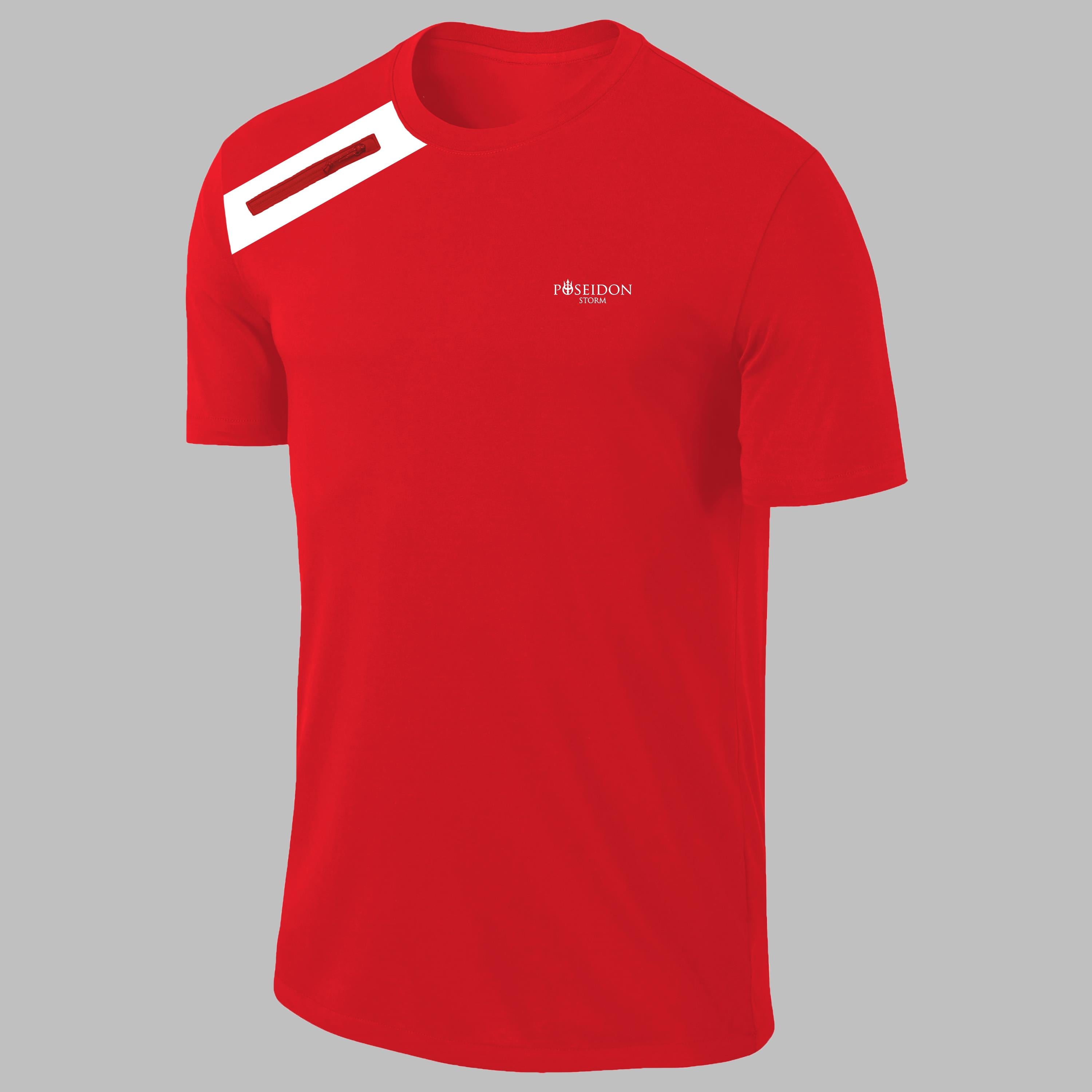 Erkek Kırmızı Dri-Fit Kumaş  Baskısız Bisiklet Yaka Sporcu T-shirt  S-3XL