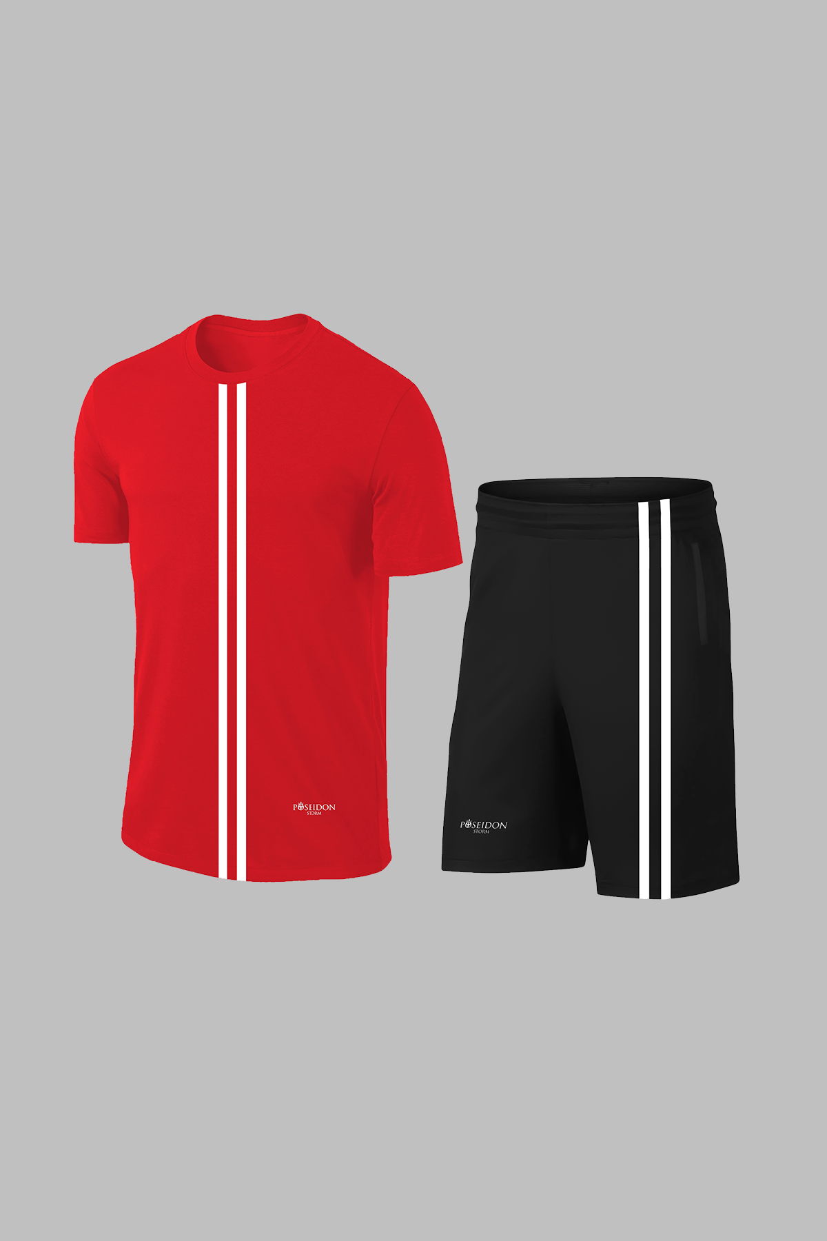 Erkek Kırmızı Dri-Fit Bisiklet Yaka Kısa Kol Konforlu Alt Üst Set Şort Tişört Seti (S-3XL)
