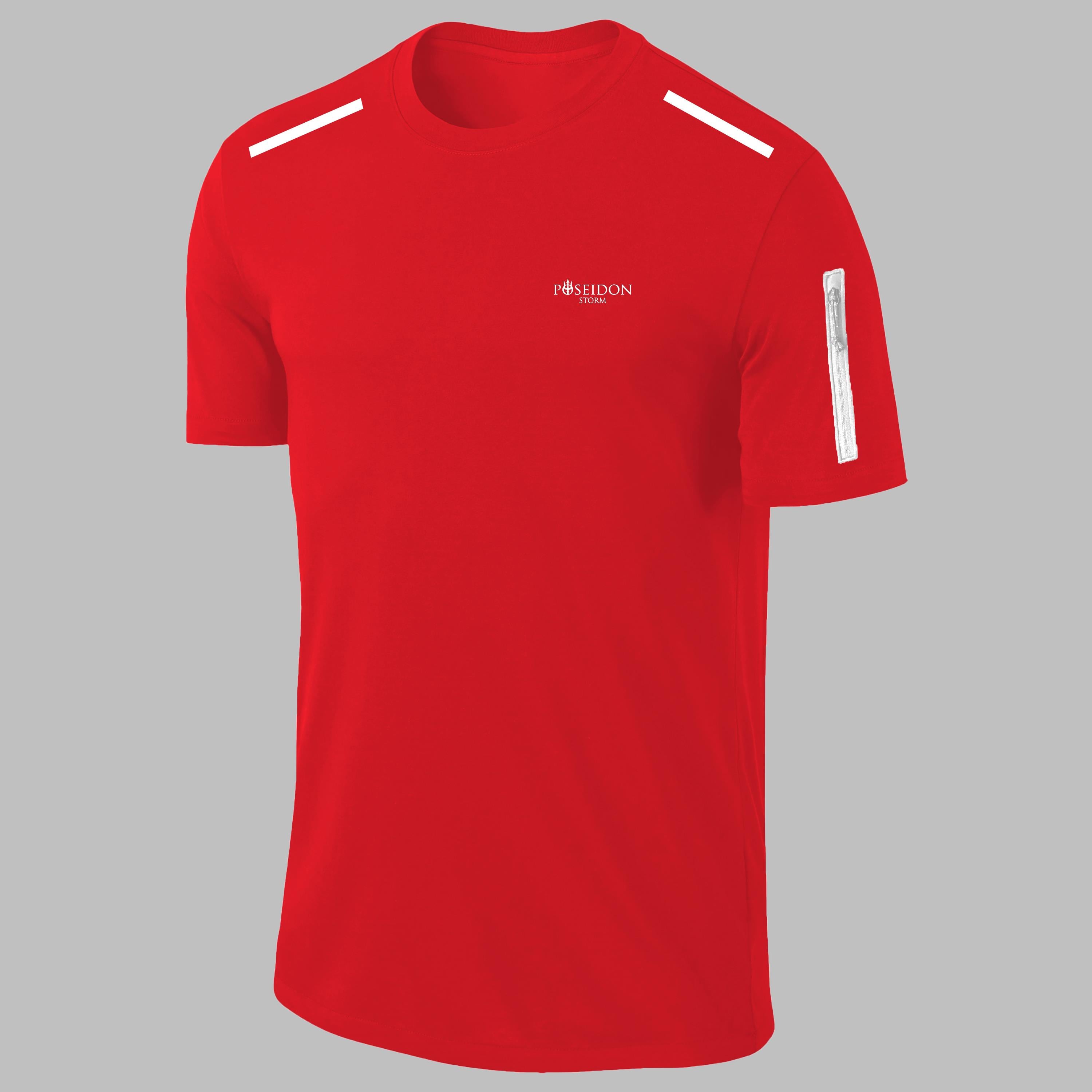 Erkek Kırmızı Dri-Fit Kumaş  Baskısız Bisiklet Yaka Sporcu T-shirt  S-3XL