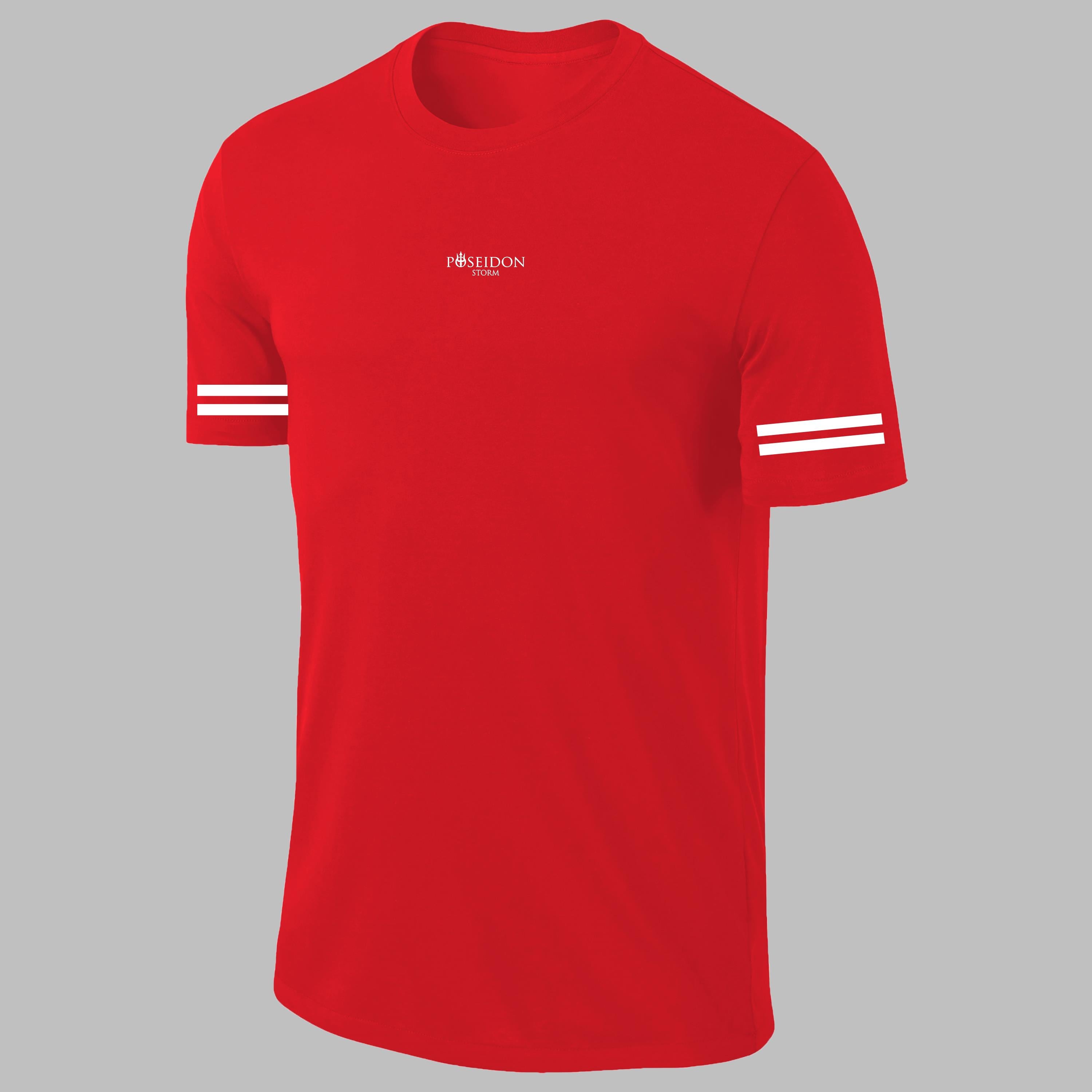 Erkek Kırmızı Dri-Fit Kumaş Yuvarlak Yaka  Şık Konforlu Tshirt  S-3XL