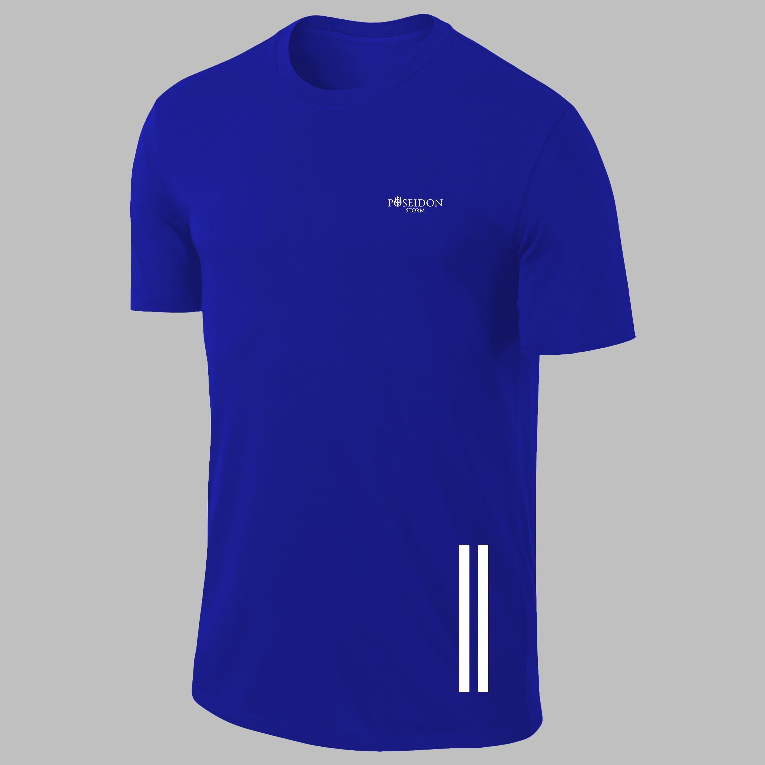 Erkek Mavi Dri-Fit Kumaş  Baskısız Bisiklet Yaka T-shirt  S-3XL 