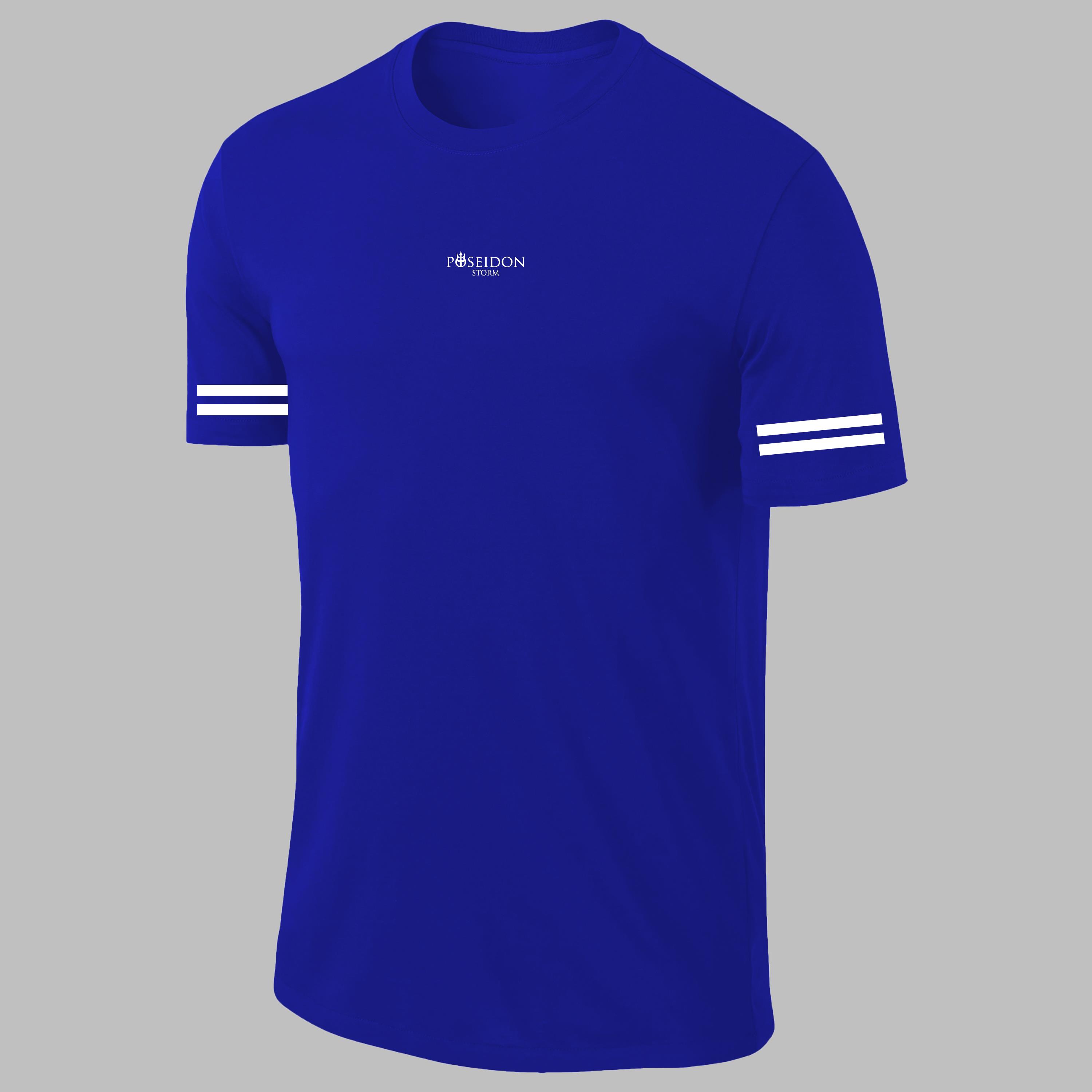 Erkek Mavi Dri-Fit Kumaş Spor için Konforlu  Kısa Kol T-shirt  S-3XL 