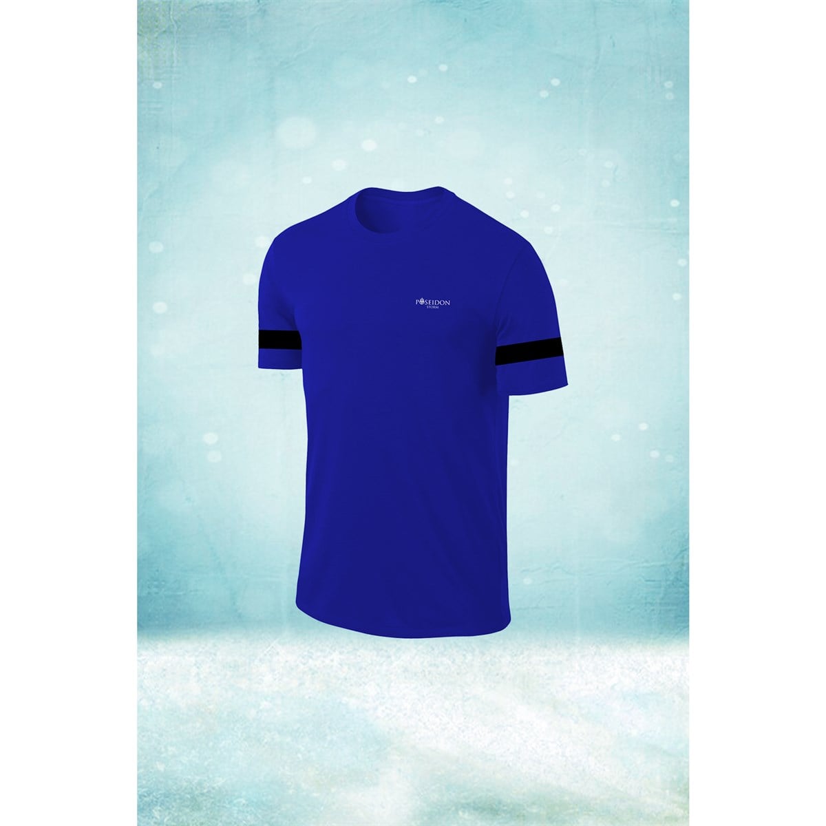 Erkek Mavi Dri-Fit Kumaş Spor için Konforlu  Kısa Kol T-shirt  S-3XL 