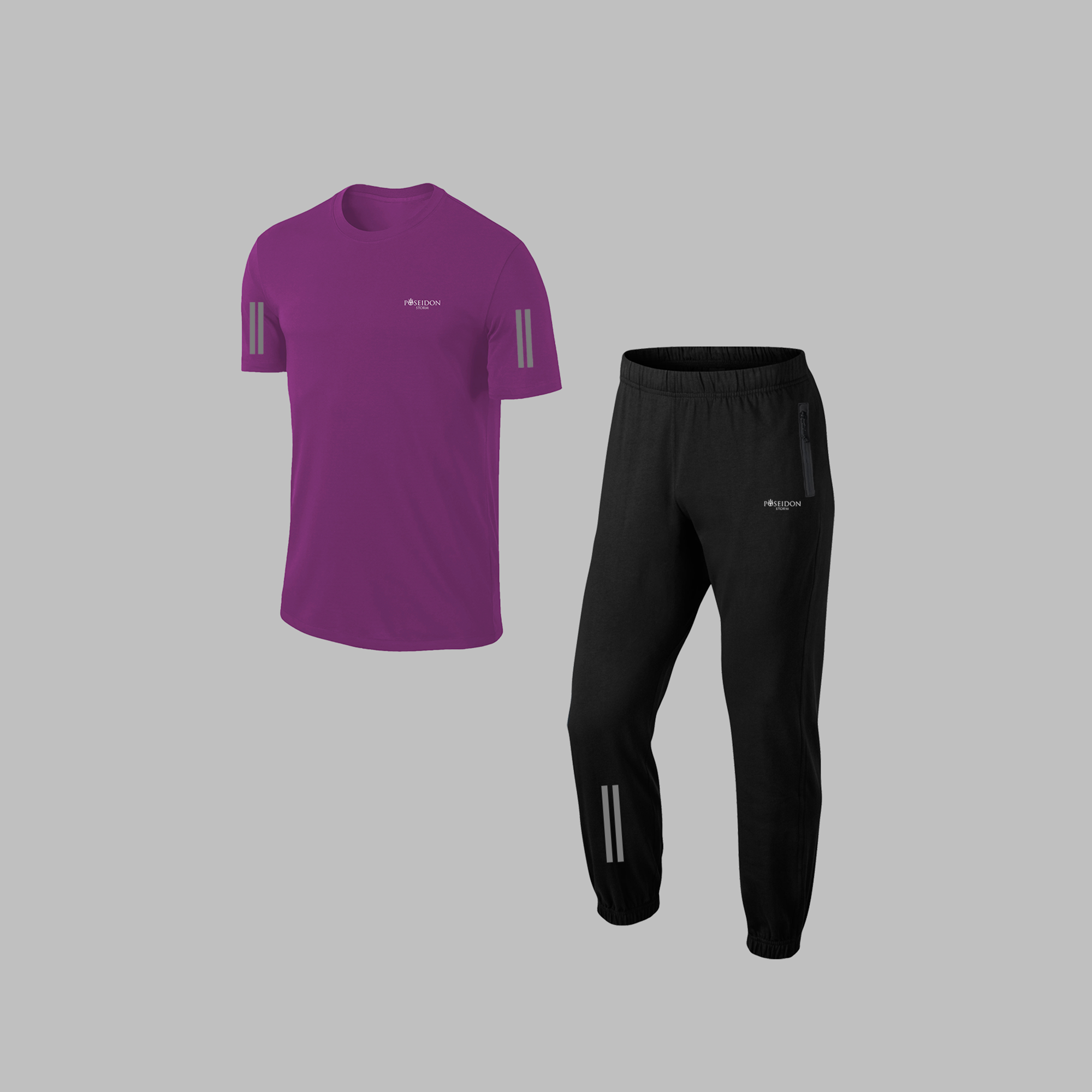 Erkek Mor Supra Penye Kumaş Özel İki Parça Sporcu Antrenman Seti S-3XL