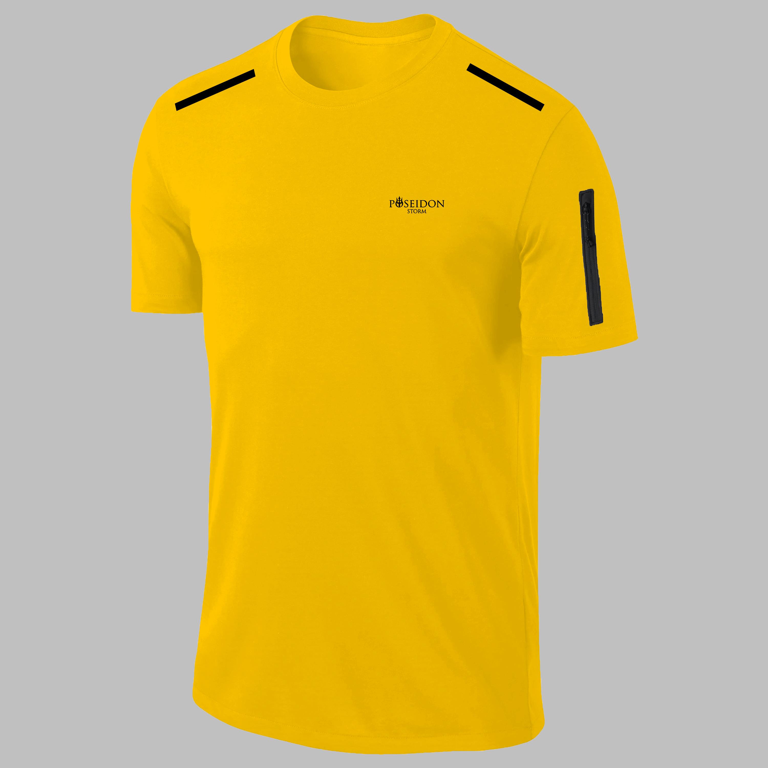 Erkek Sarı Dri-Fit Kumaş Baskısız Yuvarlak Yaka Kısa Kol Regular Tshirt  S-3XL