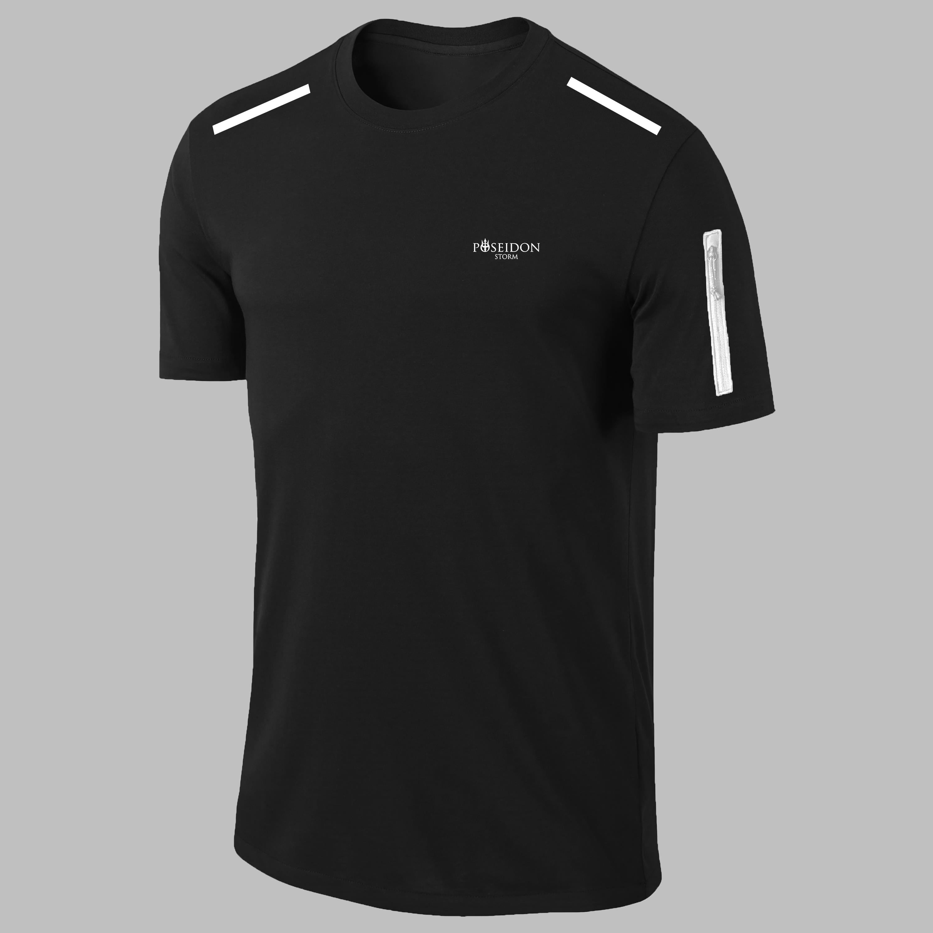 Erkek Siyah Dri-Fit Kumaş Bisiklet Yaka Kısa Kol Günlük Rahat T-shirt  S-3XL