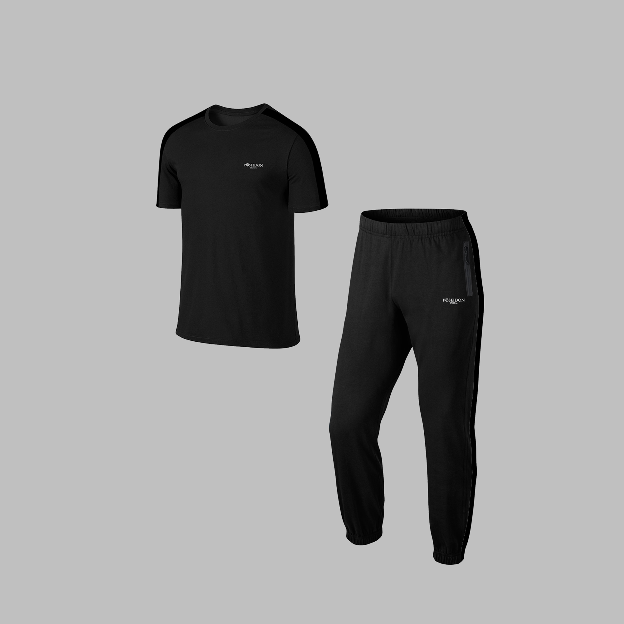 Erkek Siyah Supra Penye Kumaş Üst Alt Eşofman Takımı S -3XL