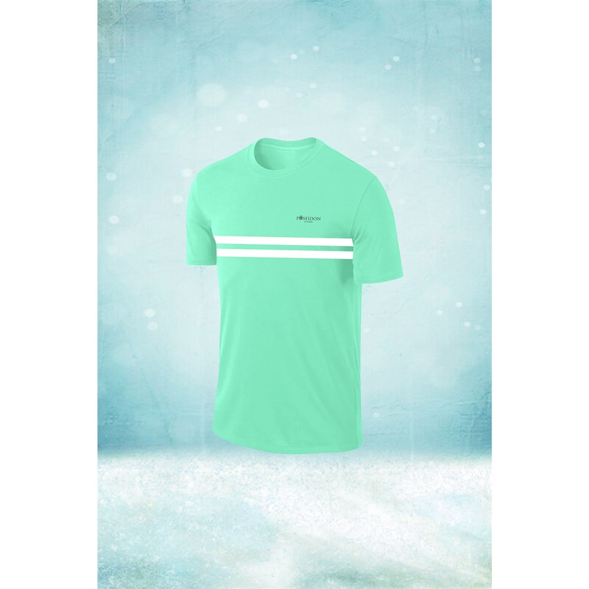 Erkek Su Yeşili Dri-Fit Kumaş  Baskısız Bisiklet Yaka Sporcu T-shirt  S-3XL 
