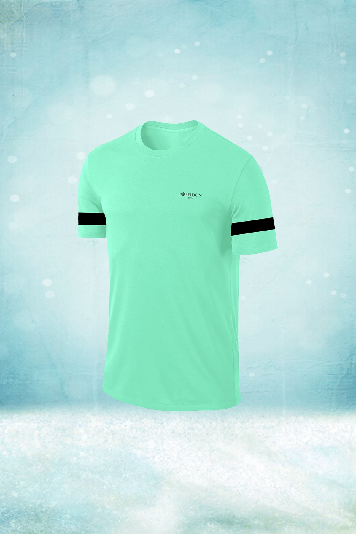 Erkek Su Yeşili  Dri-Fit Kumaş Baskısız Yuvarlak Yaka Kısa Kol Tişört S-3XL