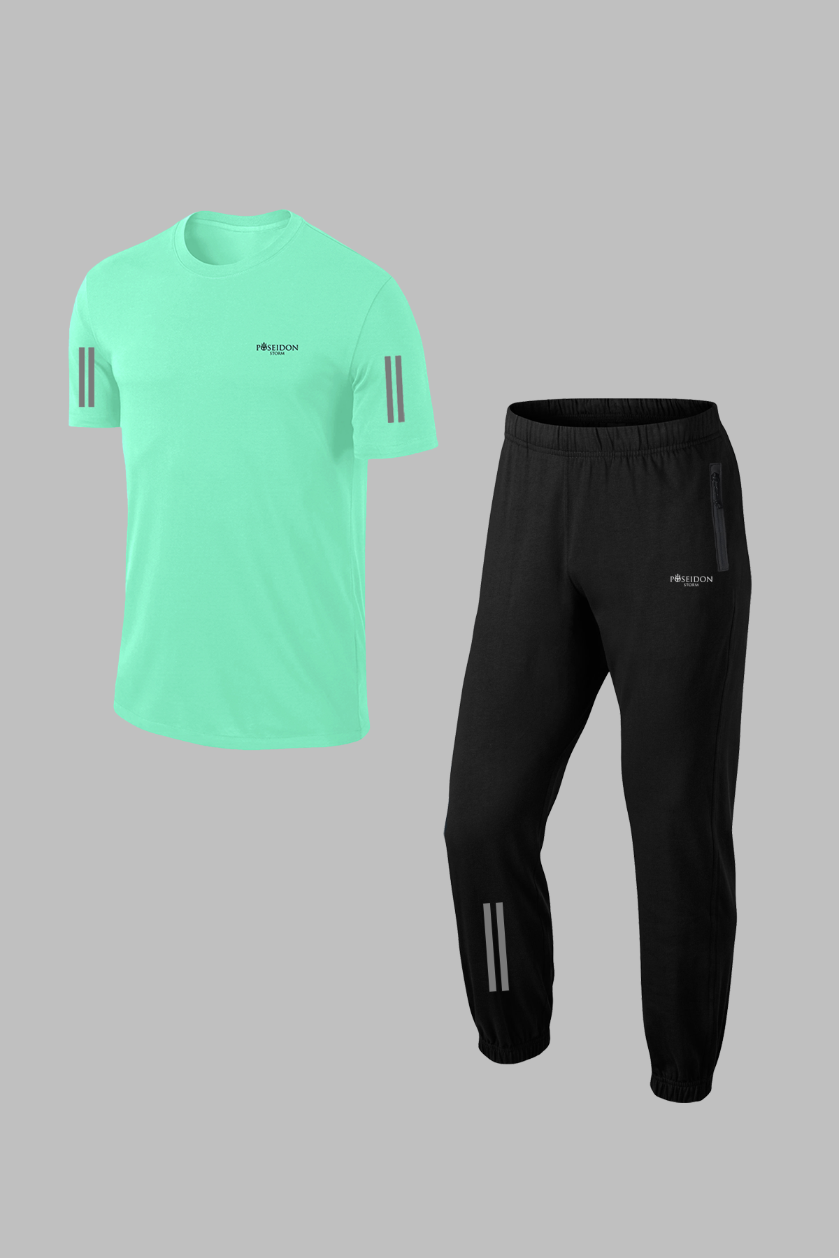 Yeni Erkek Su Yeşili Özel Supra Penye Kumaş Cepli Rahat İki Parça Eşofman Takımı Seti S-3XL