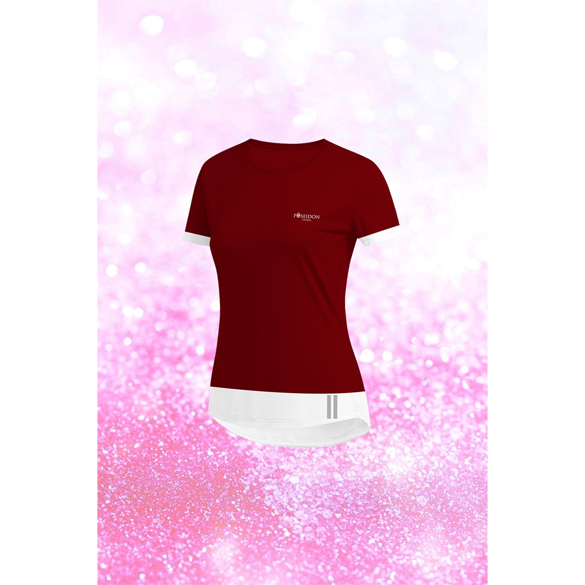 Kadın Bordo Dri-Fit Kumaş Konforlu  Sıfır Yaka Tshirt   S-3XL