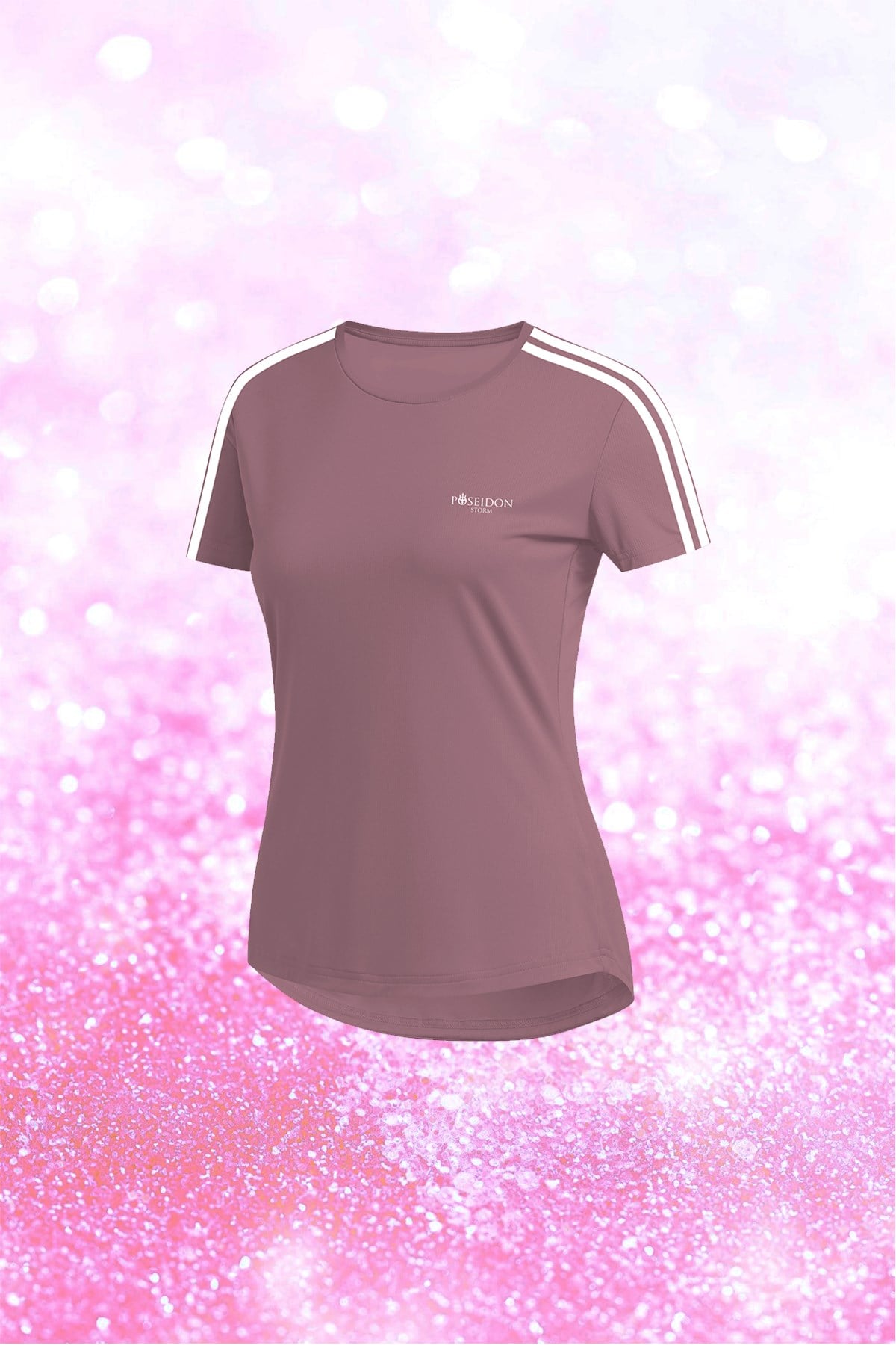 Kadın Gül Kurusu  Dri-Fit Kumaş Yürüyüş ve Koşu için Konforlu  Sıfır Yaka T-shirt S-3XL