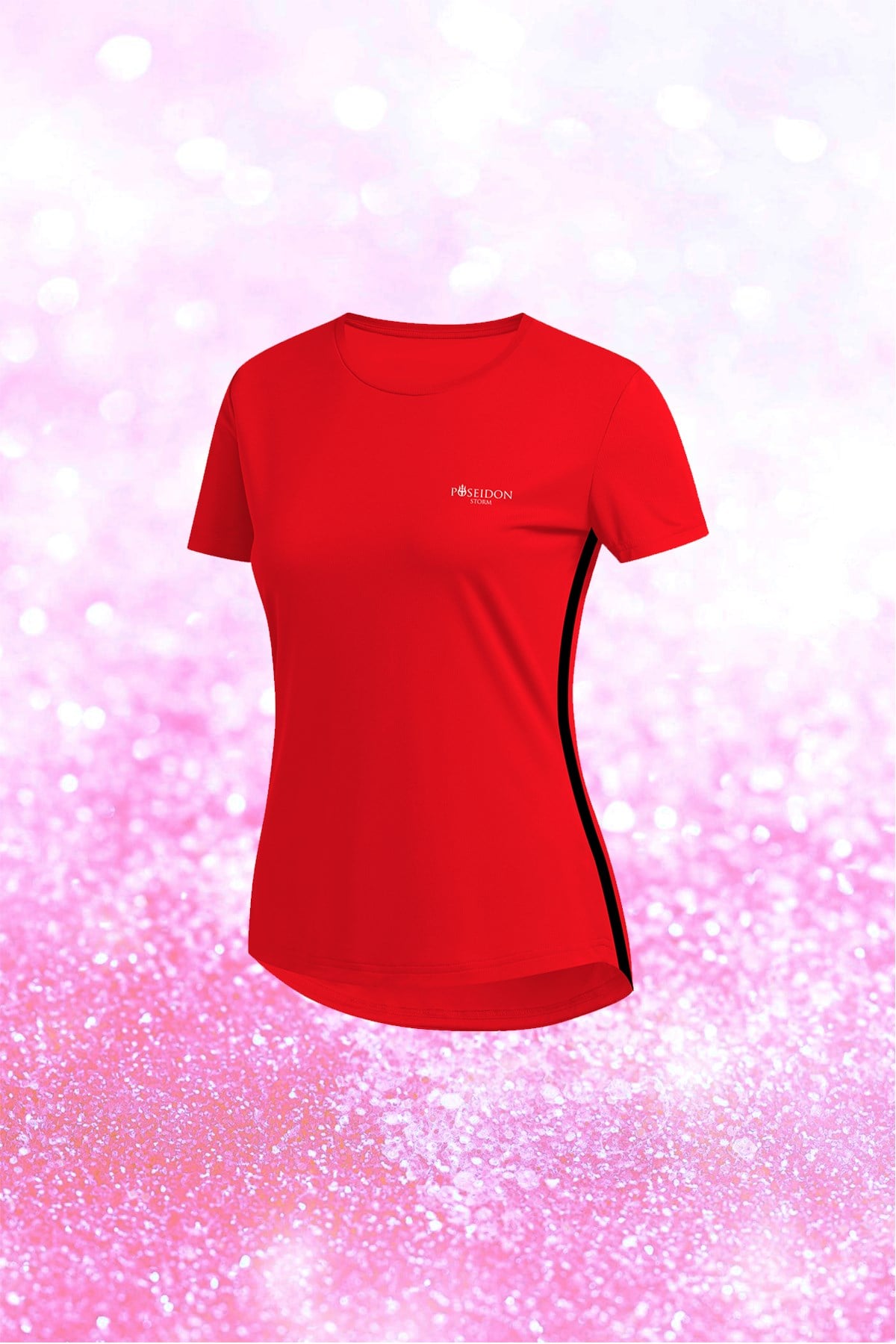 Kadın Kırmızı Dri-Fit Kumaş Düz Konforlu  Kısa Kol T-shirt  S-3XL 