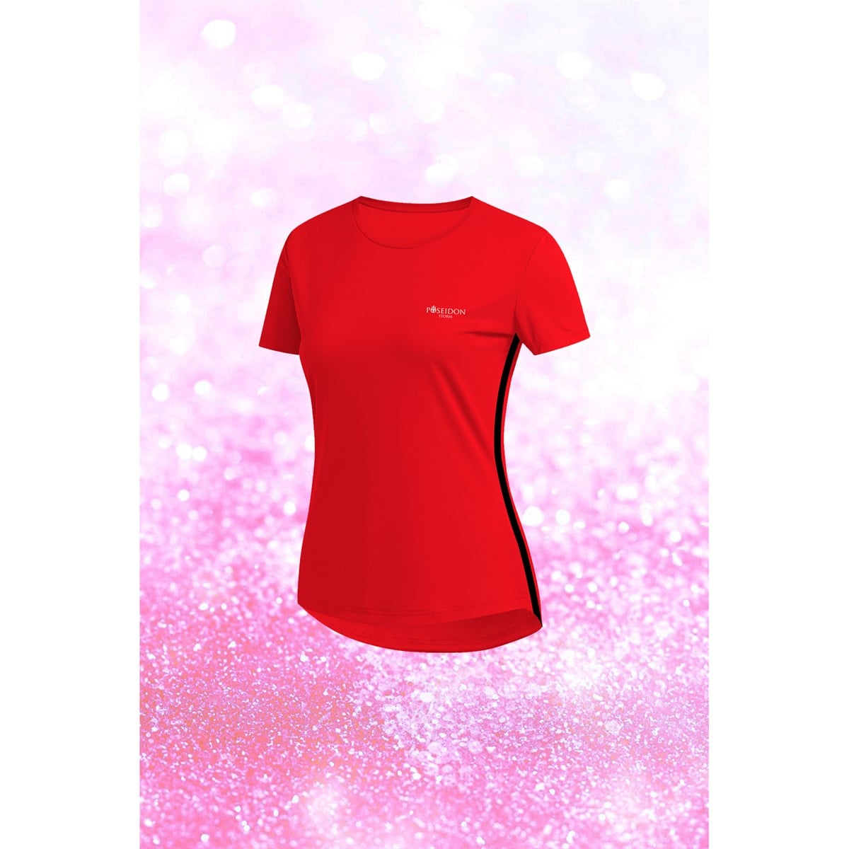 Kadın Kırmızı Dri-Fit Kumaş Düz Konforlu  Kısa Kol T-shirt  S-3XL 