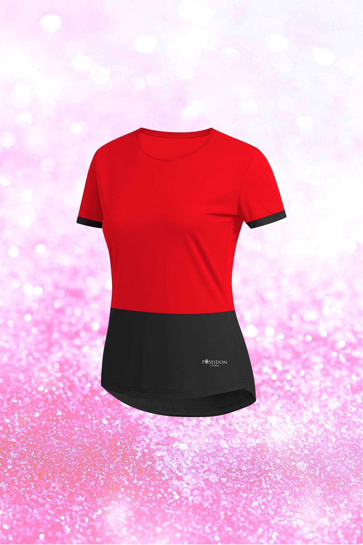 Kadın Kırmızı Dri-Fit Kumaş Koşu için Konforlu  Sıfır Yaka T-shirt   S-3XL