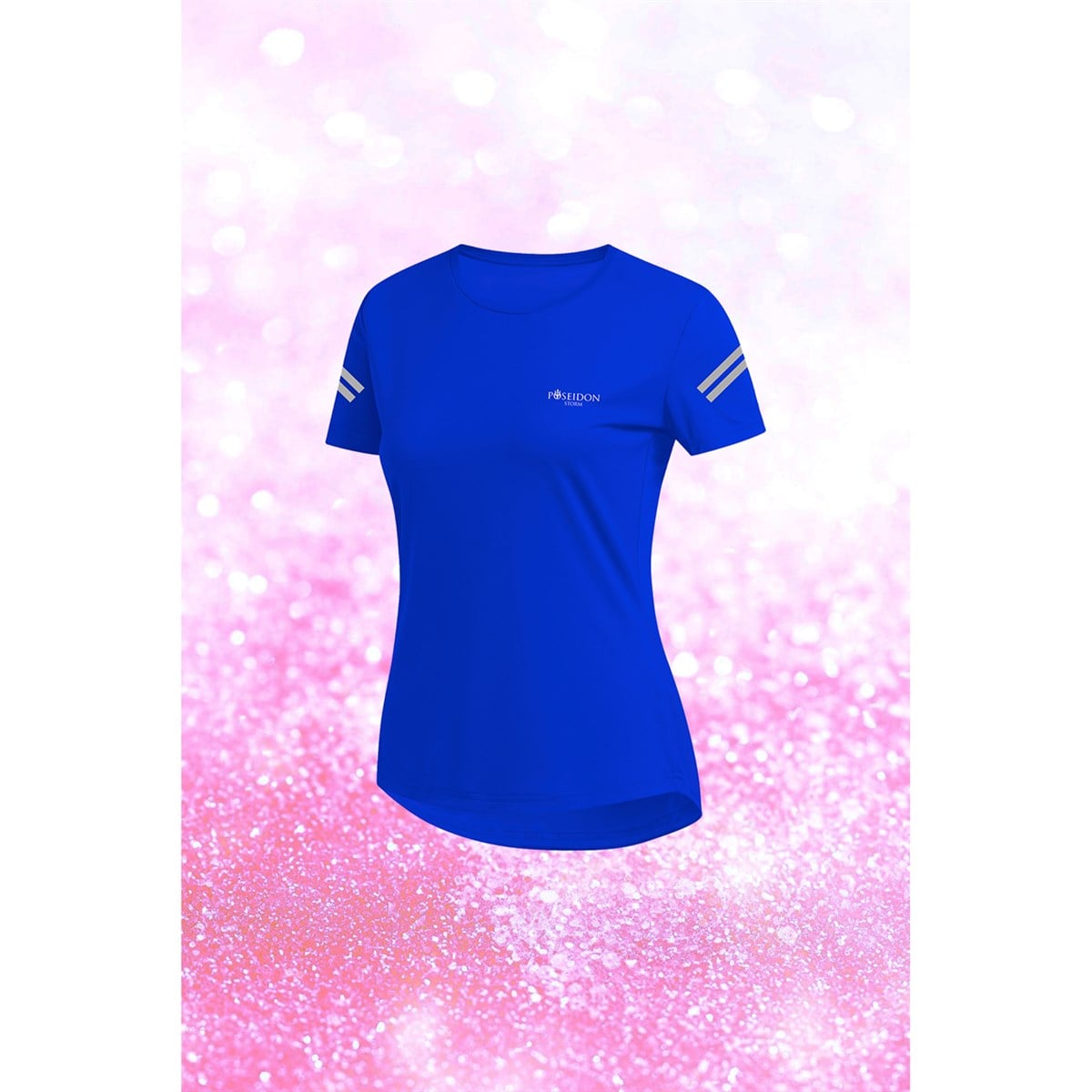 Kadın Mavi Dri-Fit Kumaş Rahat Günlük Yuvarlak Yaka Sporcu Konforlu T-shirt S-3XL