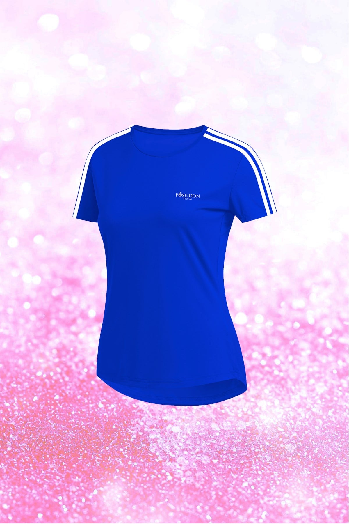 Kadın Mavi Dri-Fit Kumaş Spor için Konforlu Kısa Kol T-shirt  S-3XL 