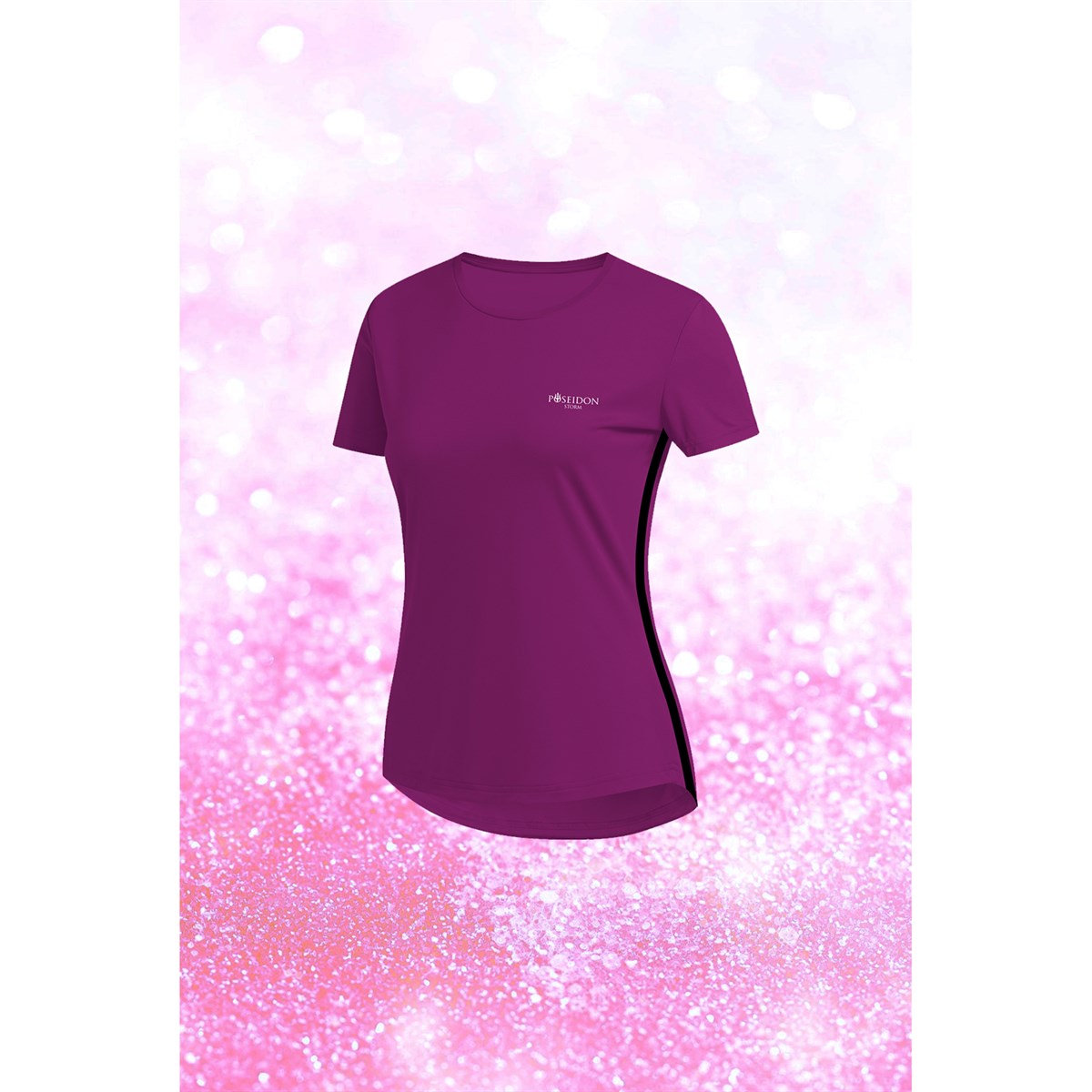 Kadın Mor Dri-Fit Kumaş Antrenman ve Koşu için Konforlu Kısa Kol T-shirt S-3XL