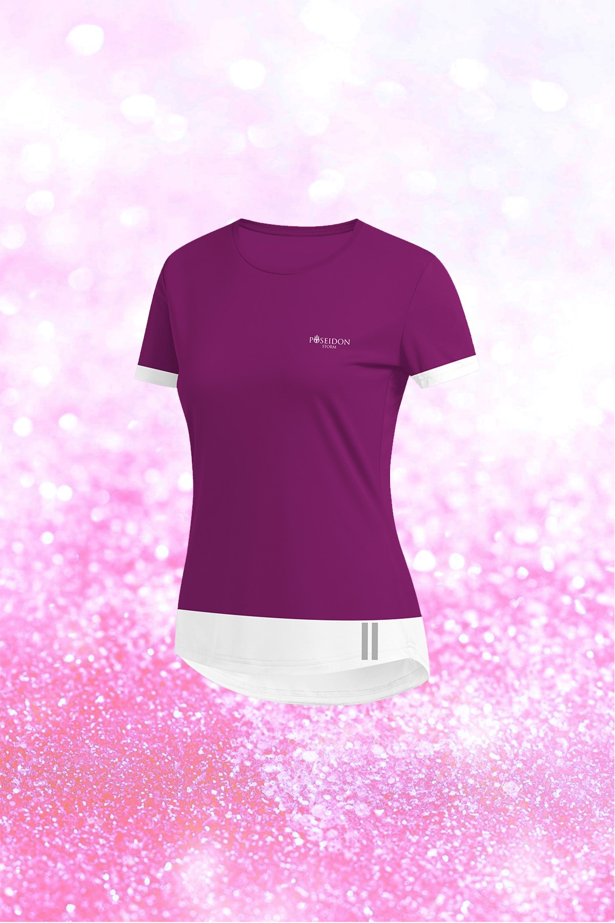 Kadın Mor Dri-Fit Kumaş  Baskısız Bisiklet Yaka T-shirt    S-3XL 