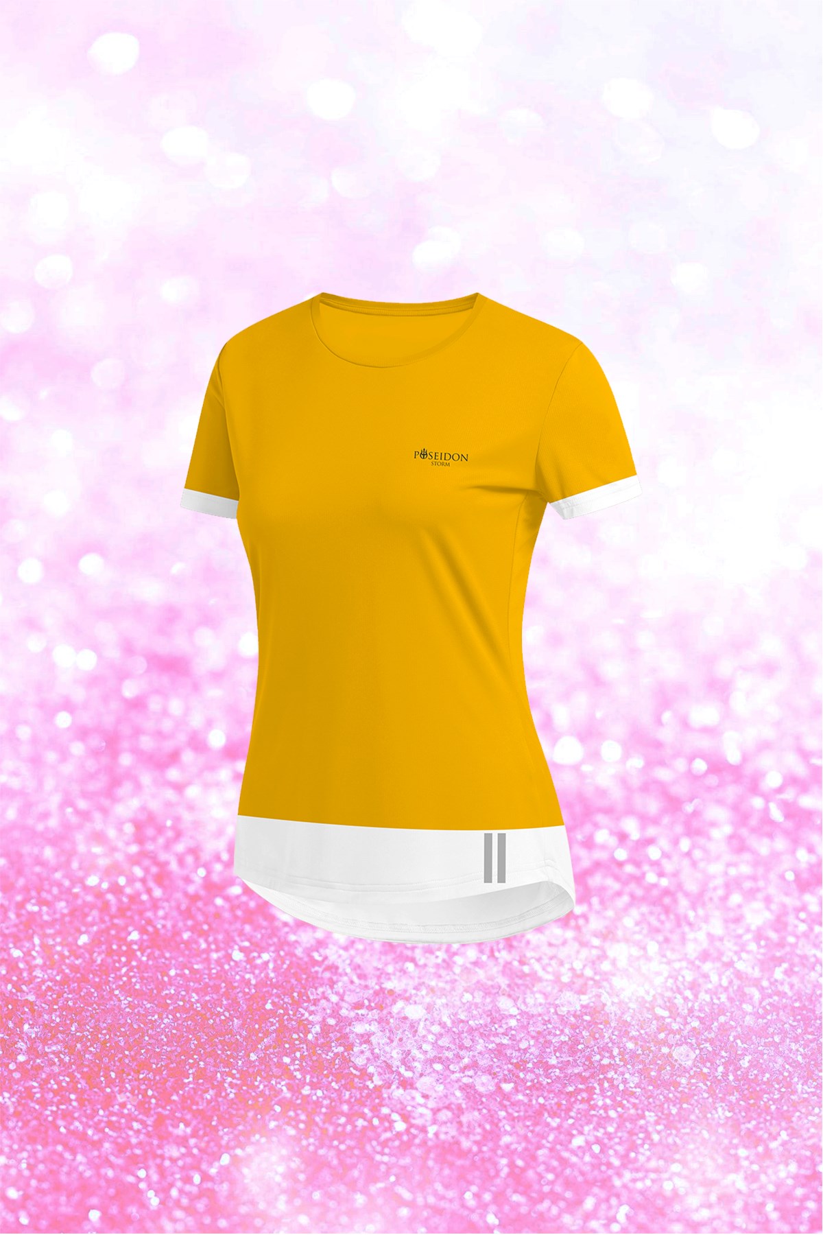 Kadın Sarı Dri-Fit Kumaş  Bisiklet Yaka Sporcu Günlük T-shirt  S-3XL