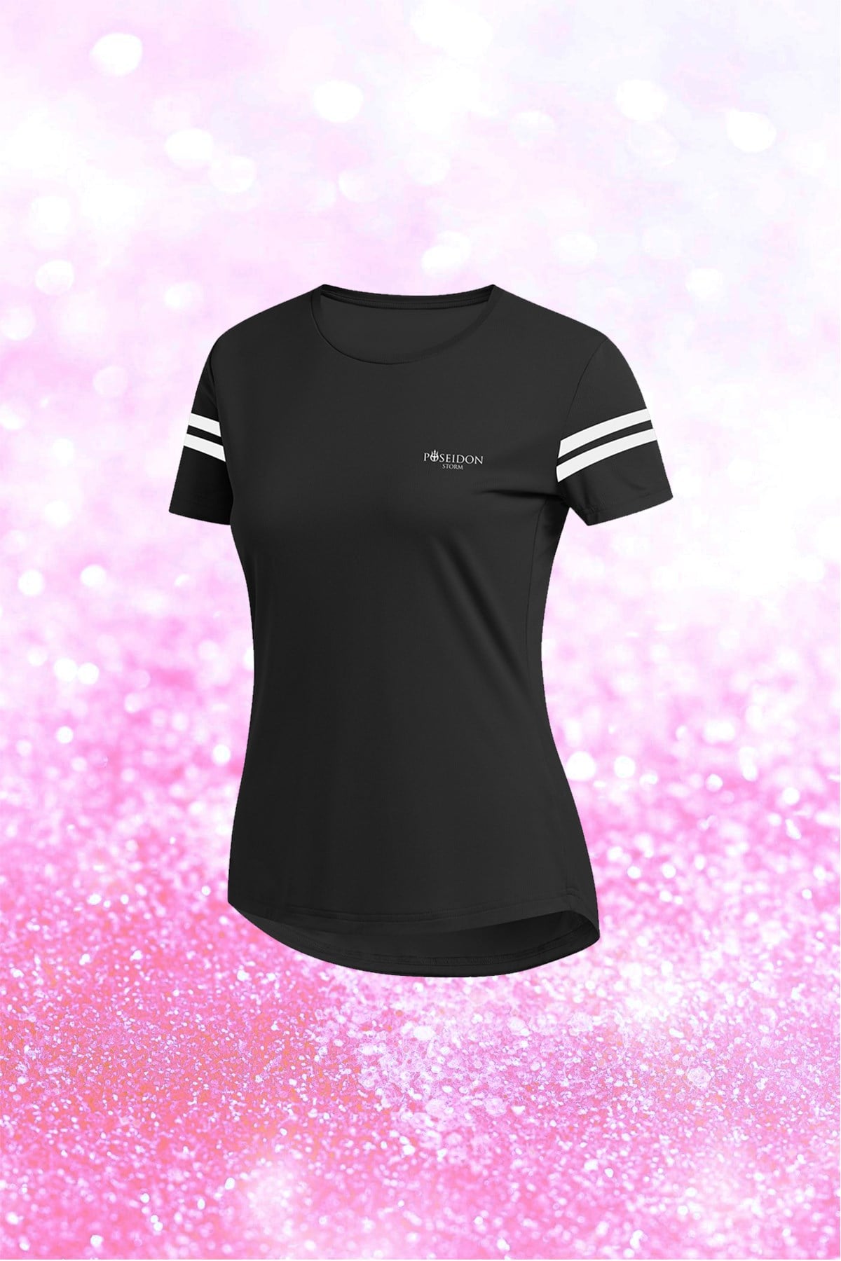 Kadın Siyah Dri-Fit Kumaş Sıfır Yaka Kısa Kol T-shirt  S-3XL