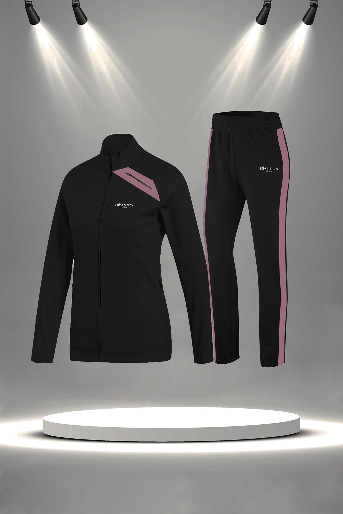 Kadın Siyah  İnterlok Kumaş Her Mevsim Yürüyüş Koşu Eşofman Seti S-3XL