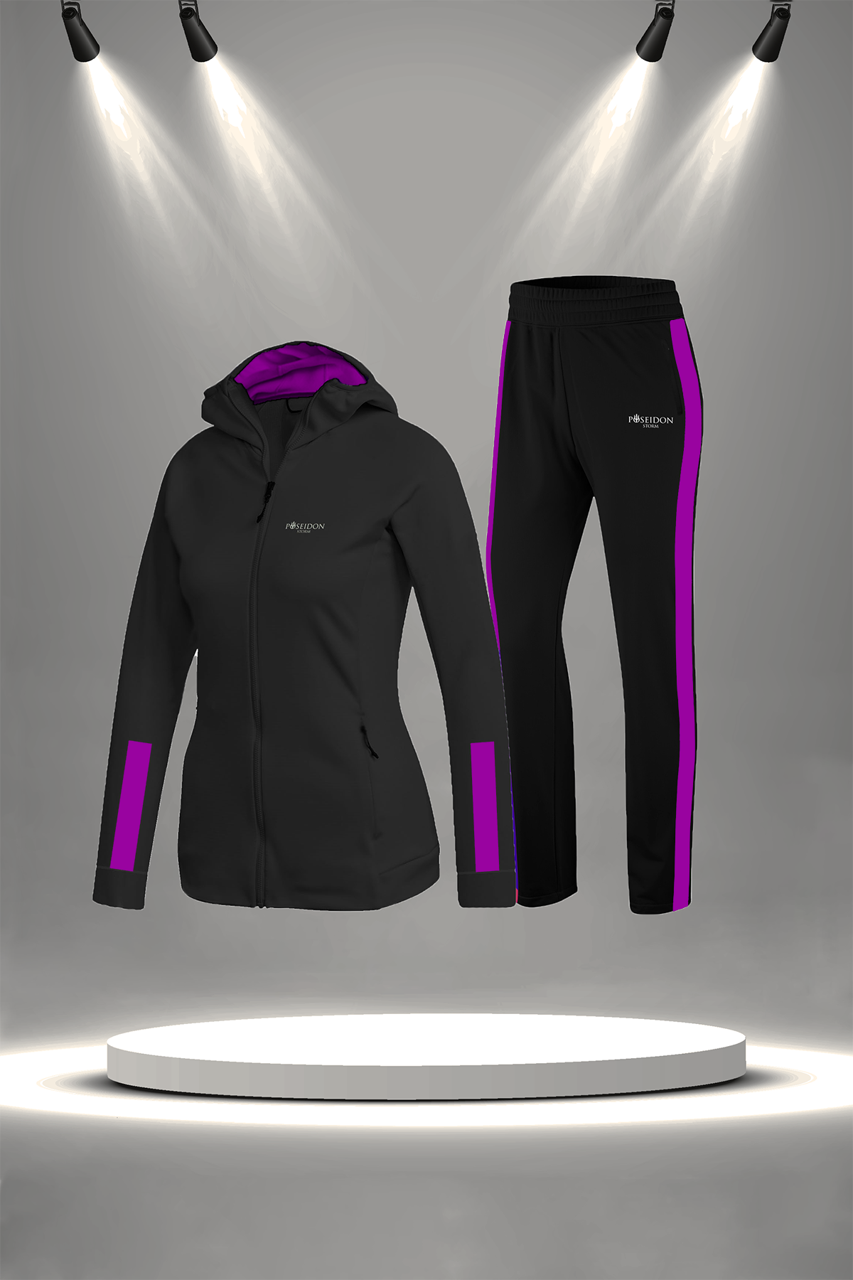 Kadın Siyah İnterlok Nefes Alabilen Kumaş Şık Eşofman Takımı (S-3XL)