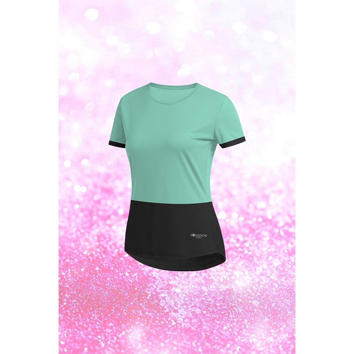 Kadın Su Yeşili Dri-Fit Kumaş Yürüyüş ve Koşu için Konforlu  Sıfır Yaka T-shirt S-3XL