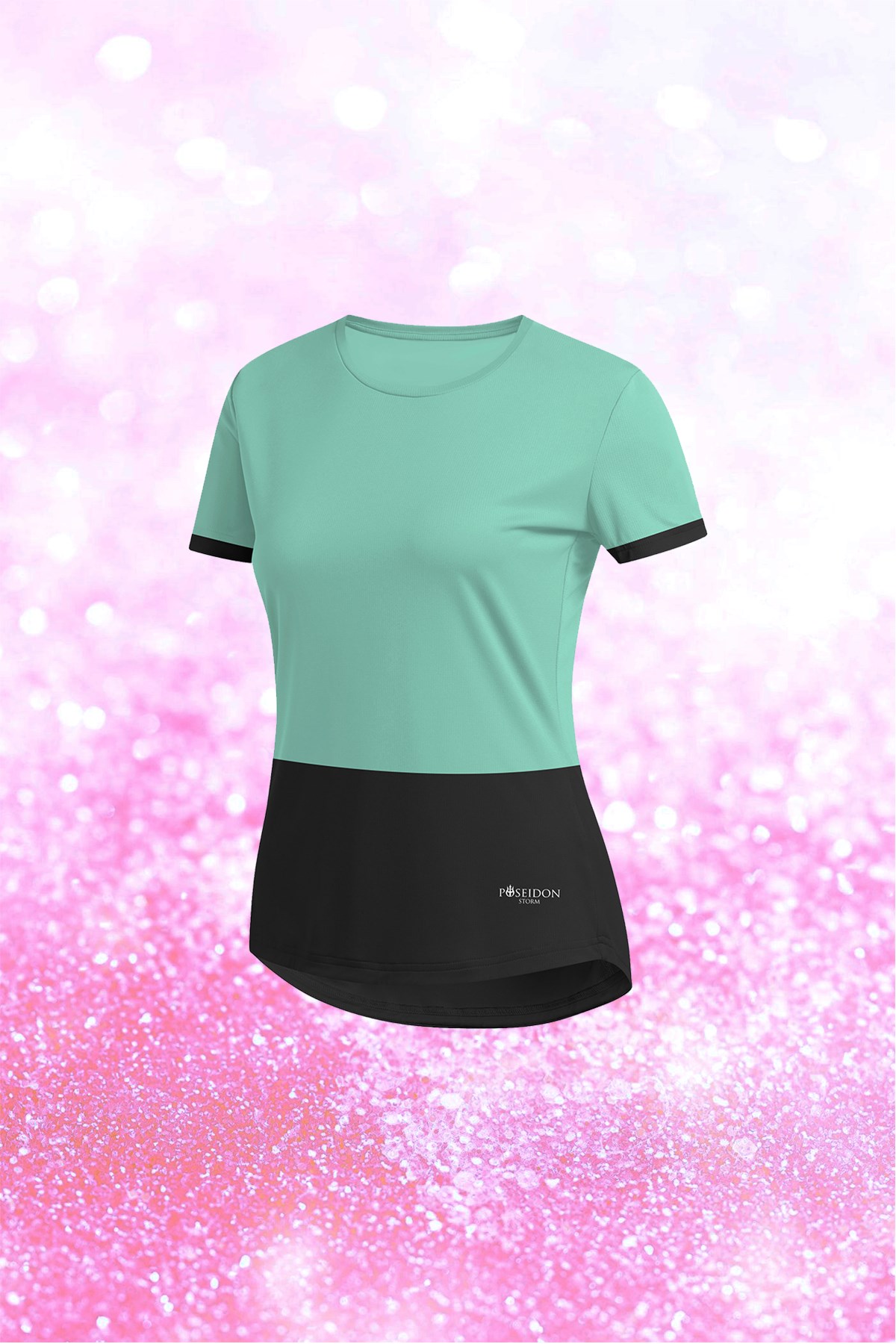 Kadın Su Yeşili Dri-Fit Kumaş Yürüyüş ve Koşu için Konforlu  Sıfır Yaka T-shirt S-3XL
