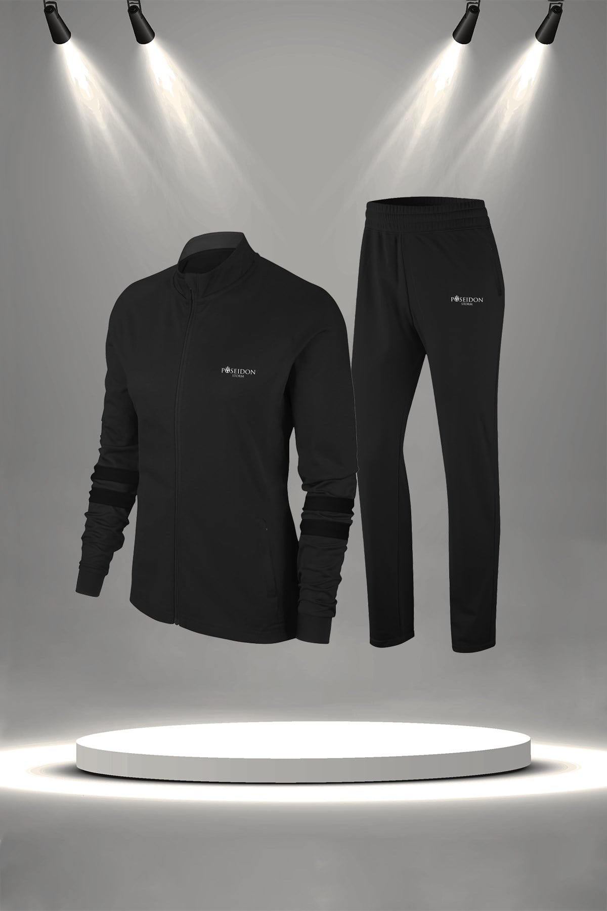 Over Size Kadın Siyah İnterlok Kumaş Rahat Yürüyüş Ve Koşu Sporcu Seti(4XL-10XL)