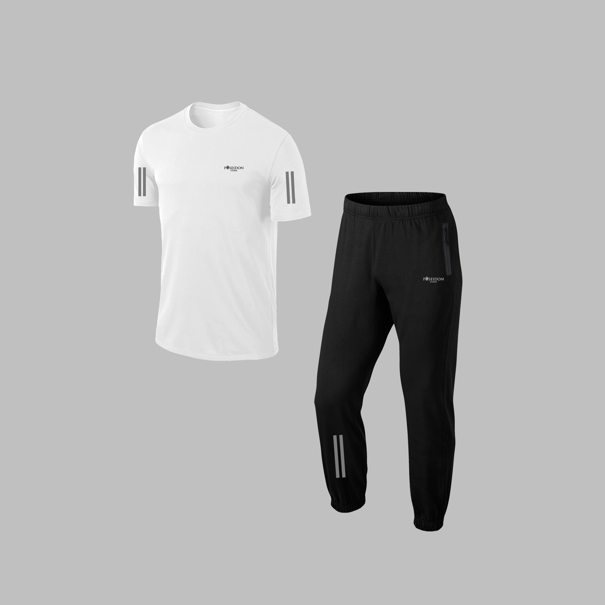 Yeni Seri Erkek Beyaz Supra Penye Kumaş Rahat Kapüşonlu  Eşofman Takımı (S-3XL)