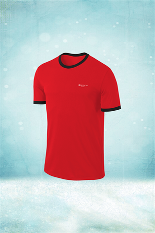Erkek Kırmızı Günlük Sporcu Tişörtü S-3XL - Yakası farklı - M1