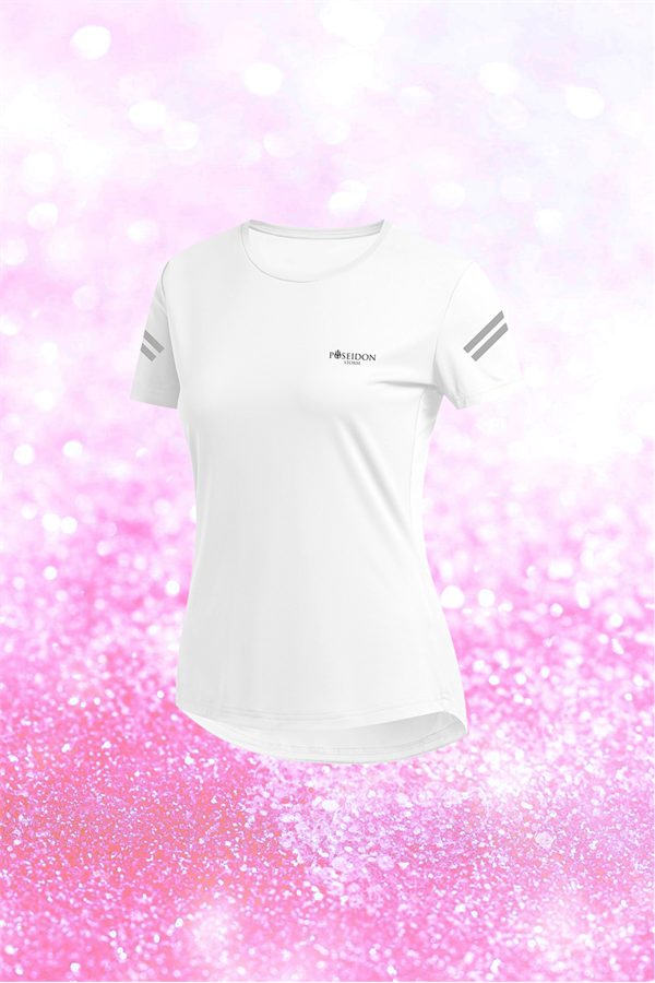 Büyük Beden Kadın Beyaz Günlük Sporcu Tişörtü 4XL-8XL - Koldan iki flexo baskı - M1